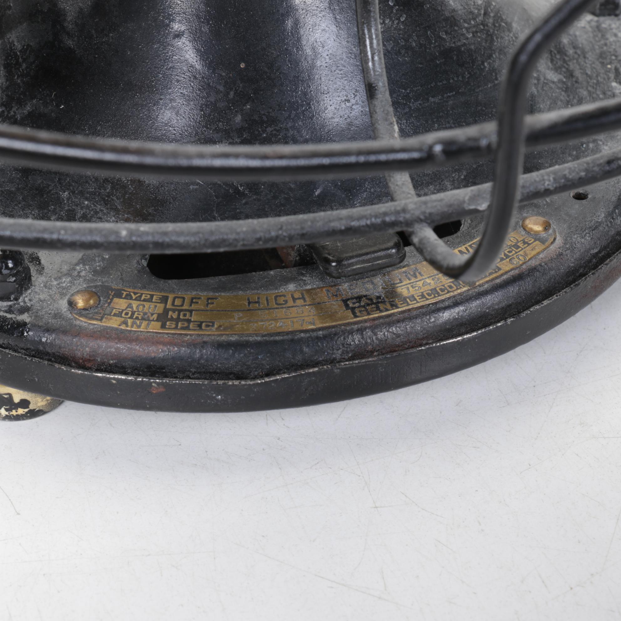 General Electric Brass Blade Table-Top Fan, Early 20th Century
