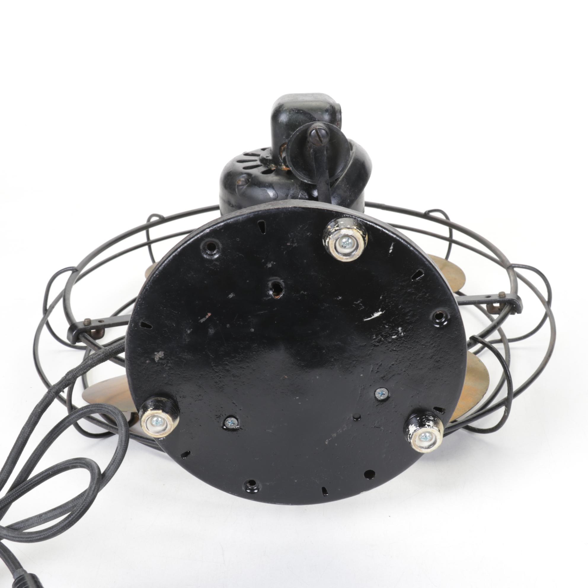 General Electric Brass Blade Table-Top Fan, Early 20th Century