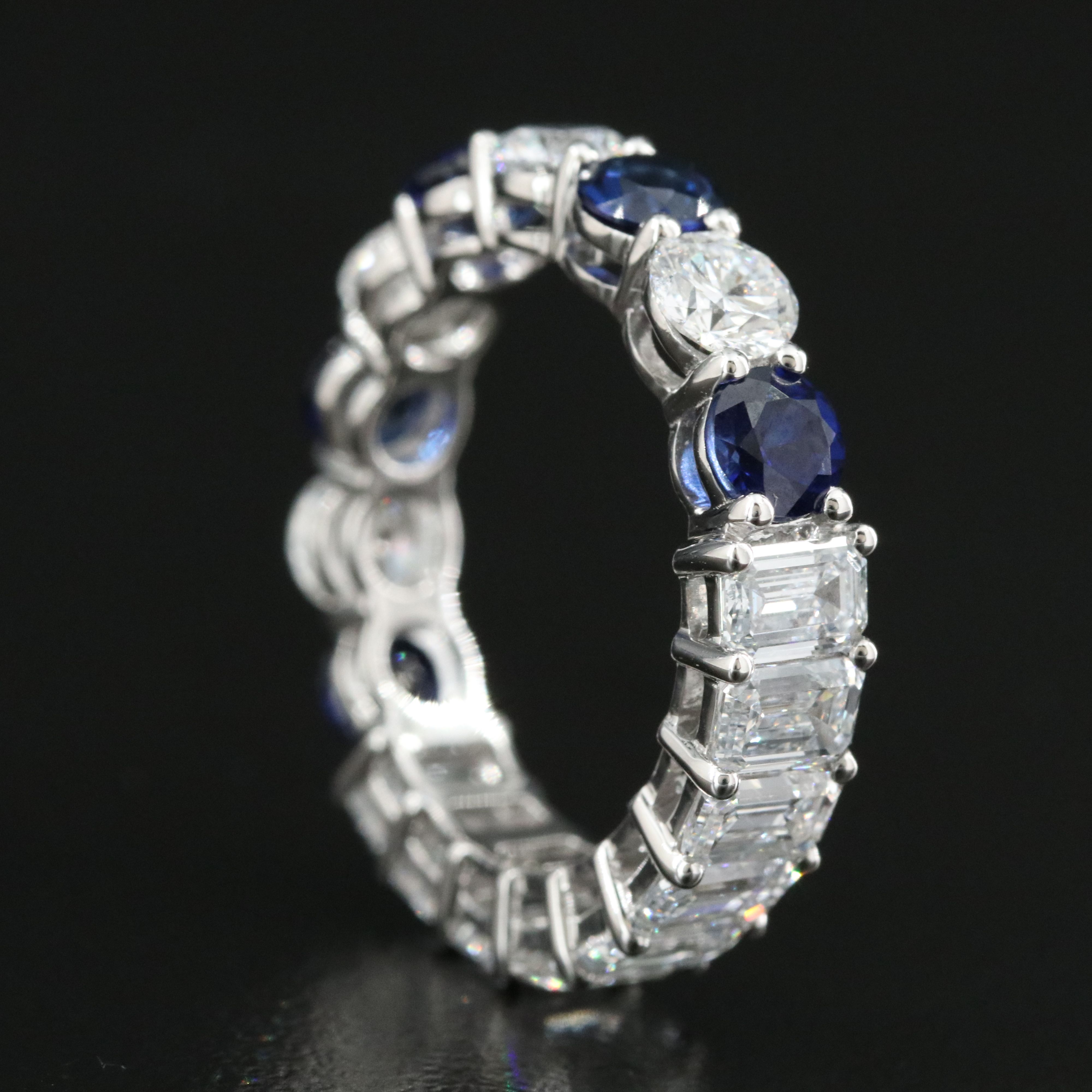 14K 3.75 CTW Lab Grown Diamond and Sapphire Eternity Band