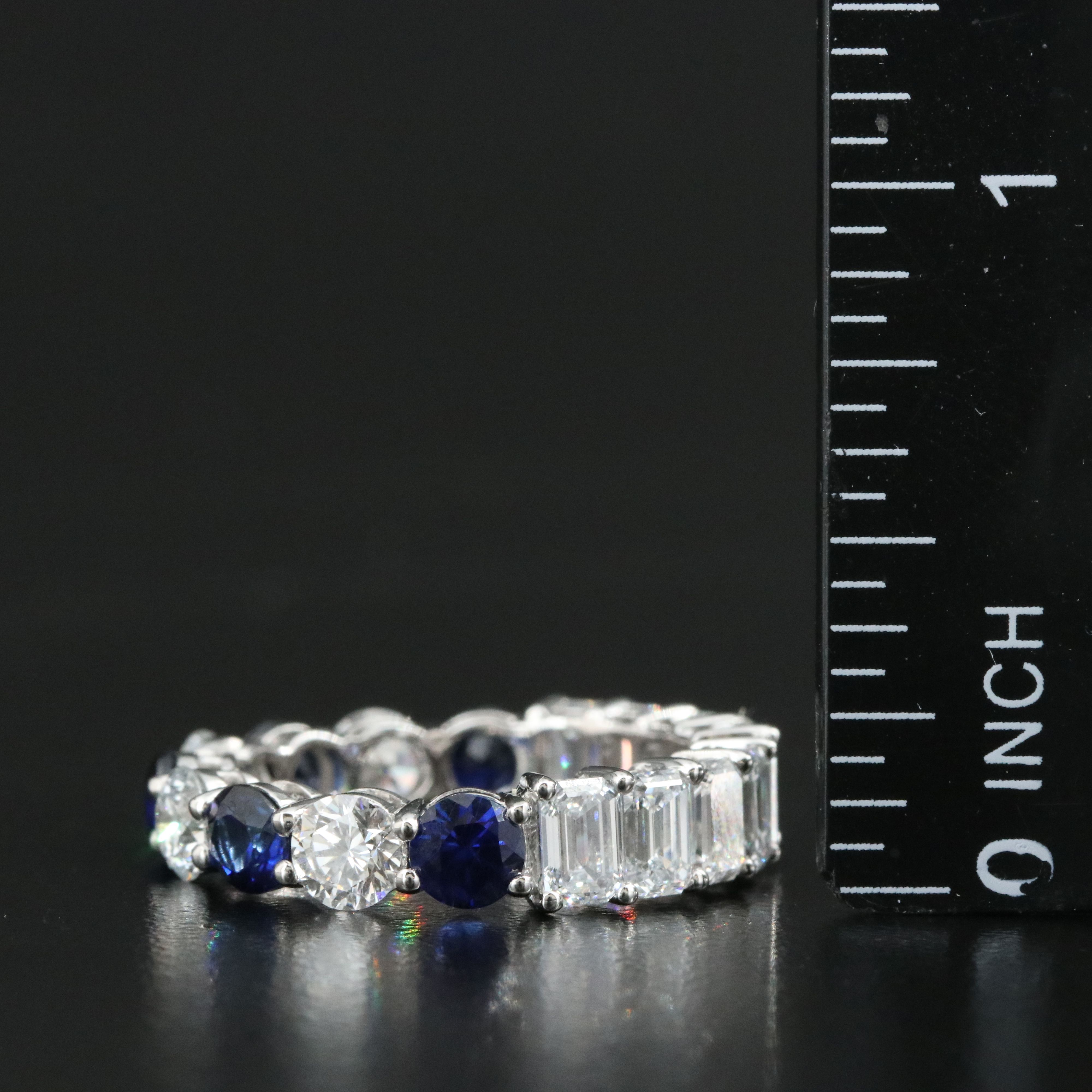 14K 3.75 CTW Lab Grown Diamond and Sapphire Eternity Band