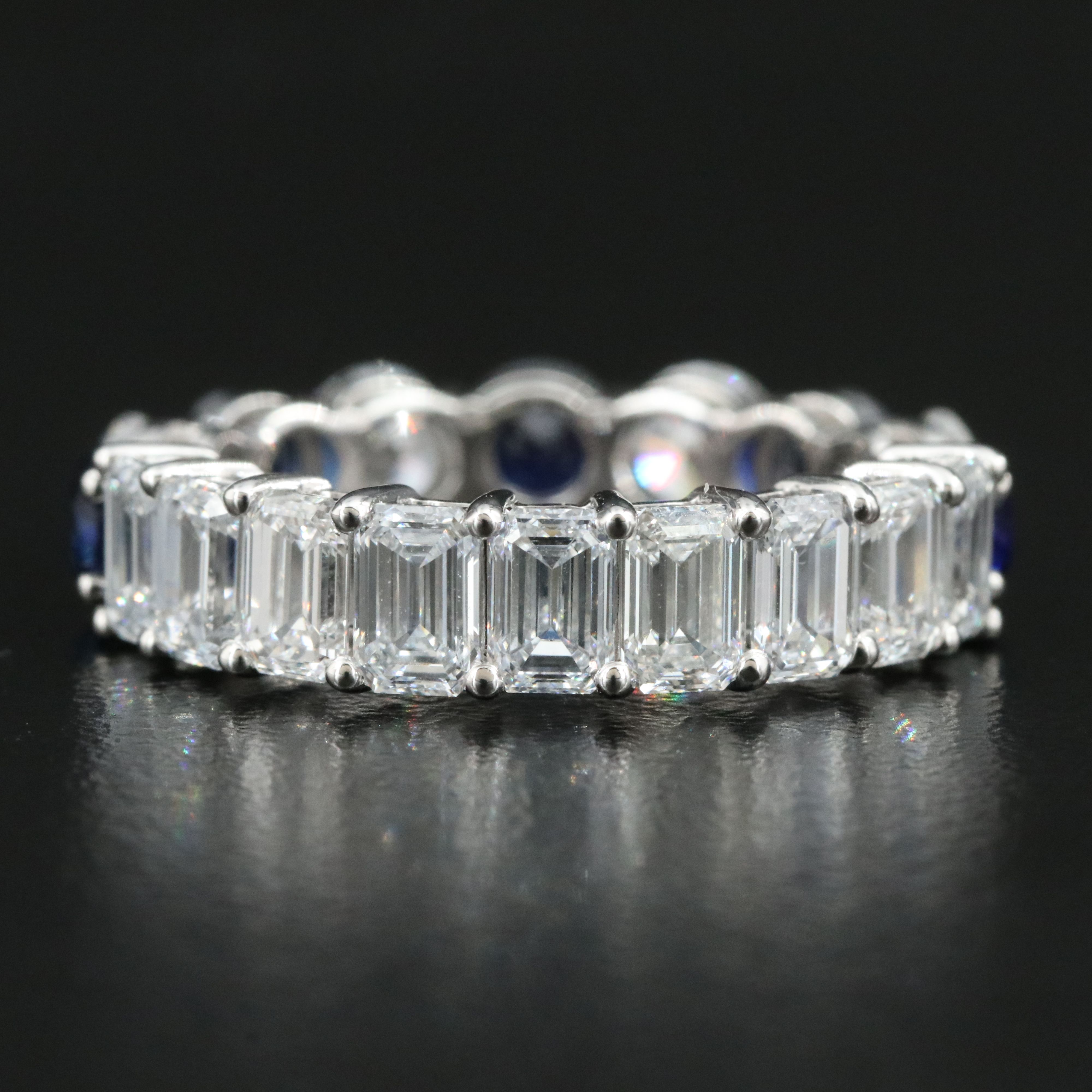 14K 3.75 CTW Lab Grown Diamond and Sapphire Eternity Band