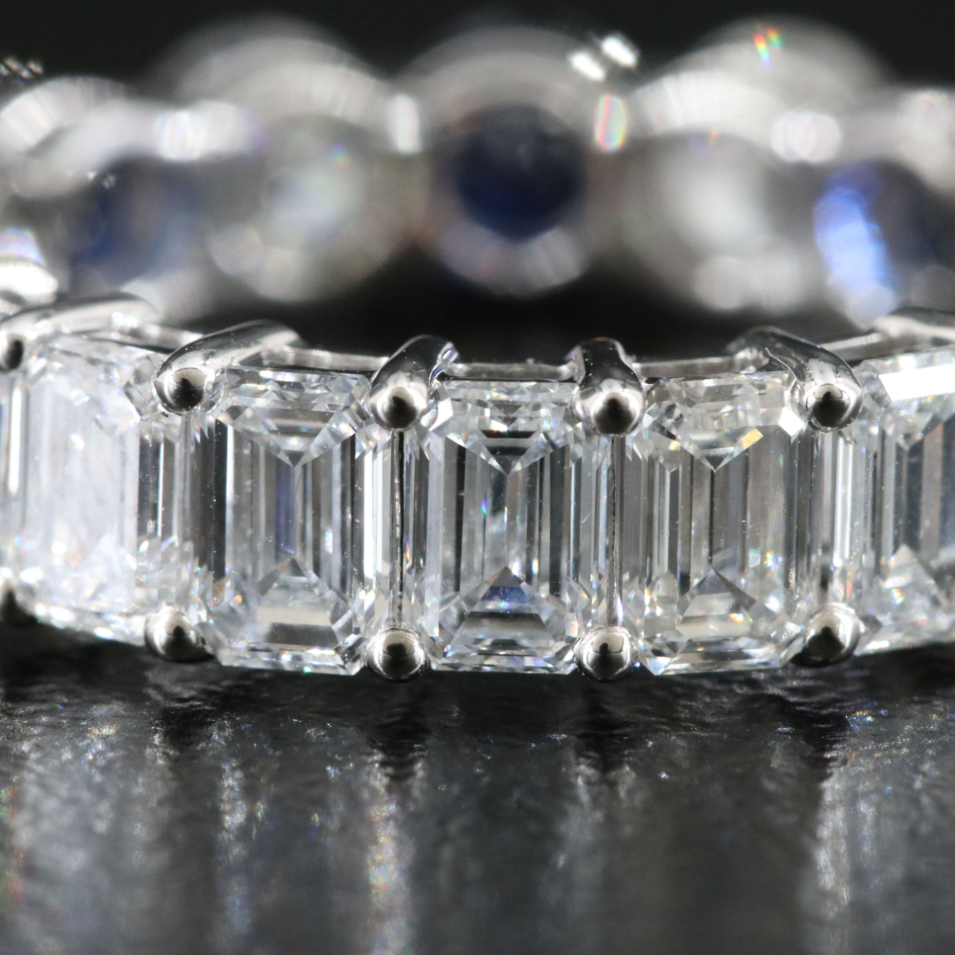 14K 3.75 CTW Lab Grown Diamond and Sapphire Eternity Band
