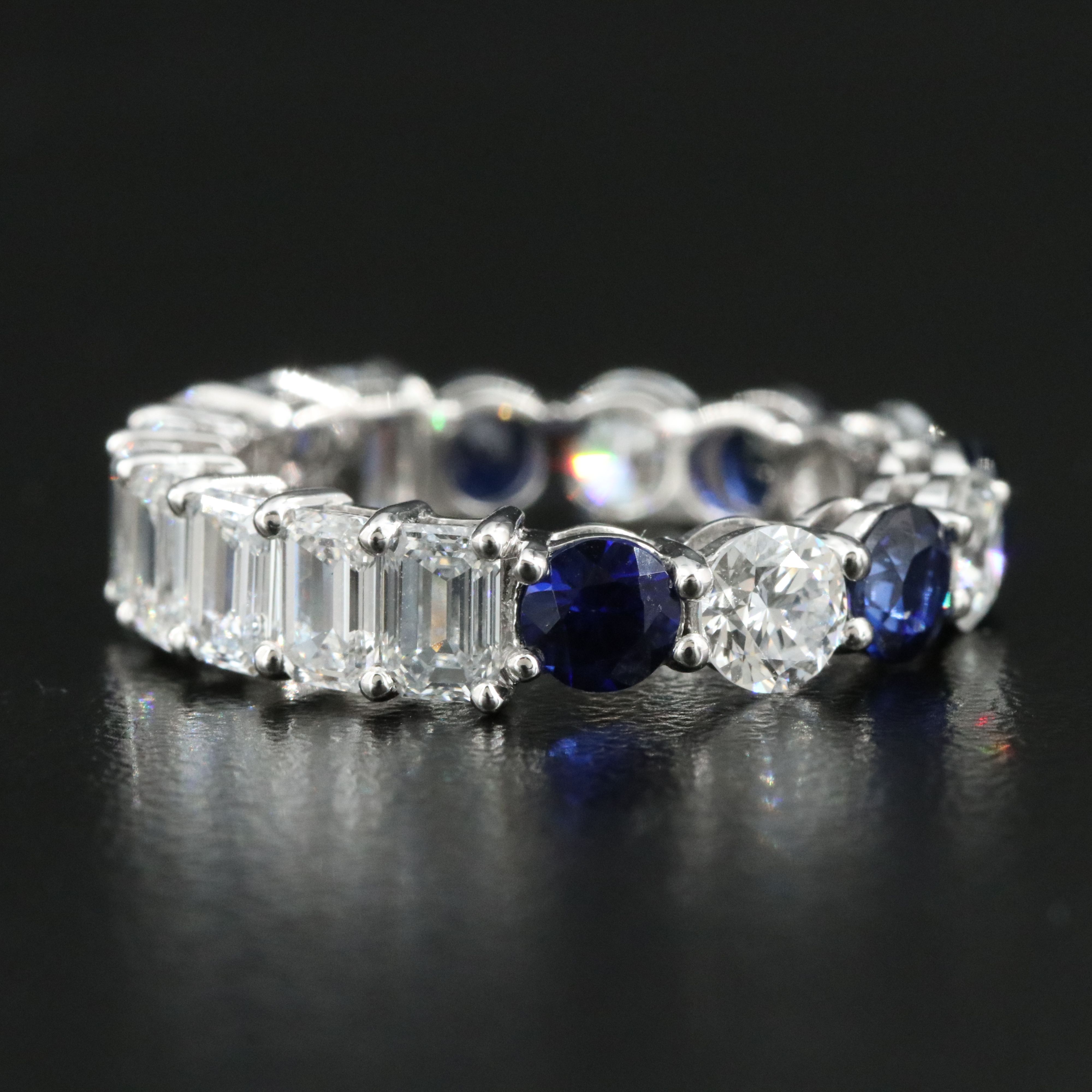 14K 3.75 CTW Lab Grown Diamond and Sapphire Eternity Band
