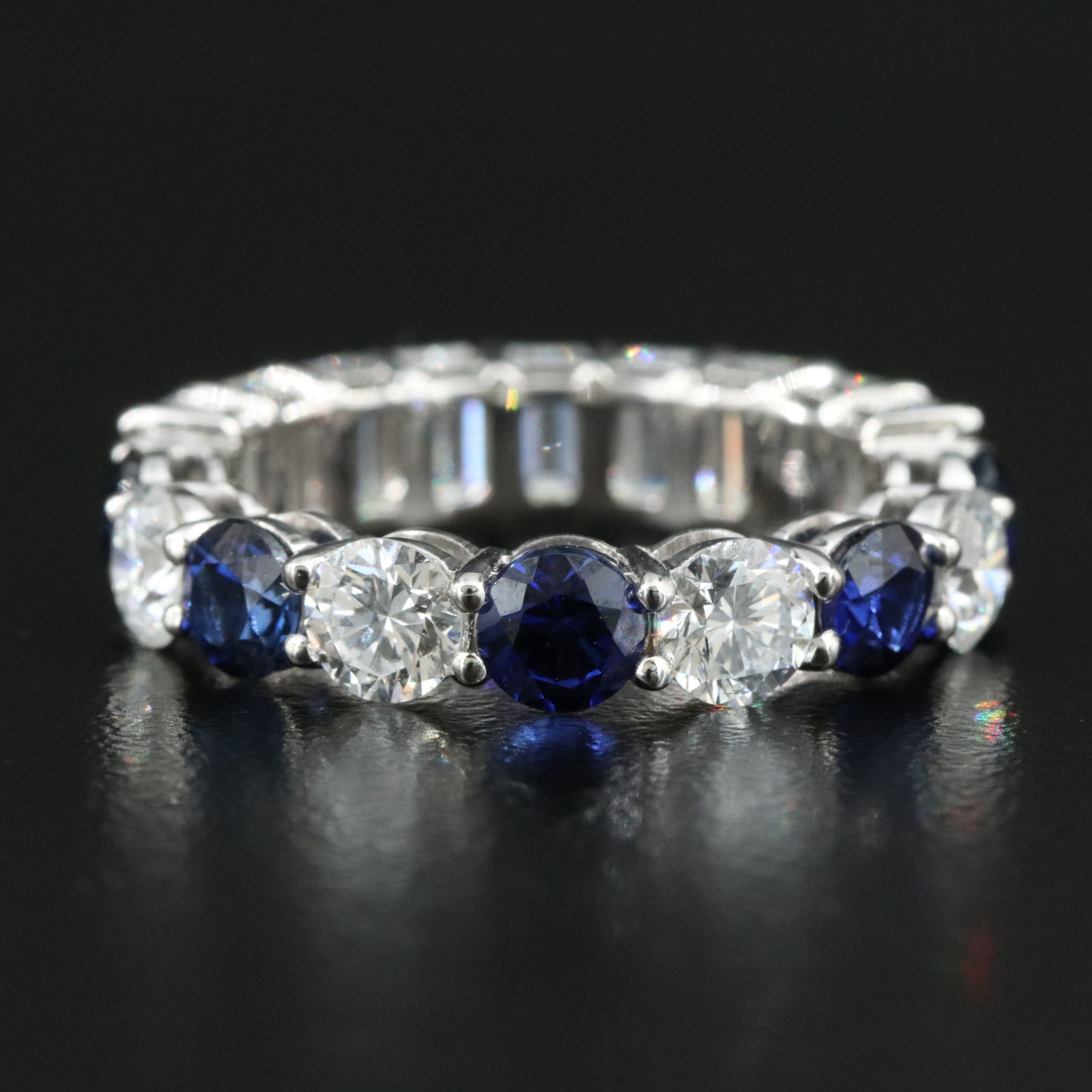 14K 3.75 CTW Lab Grown Diamond and Sapphire Eternity Band