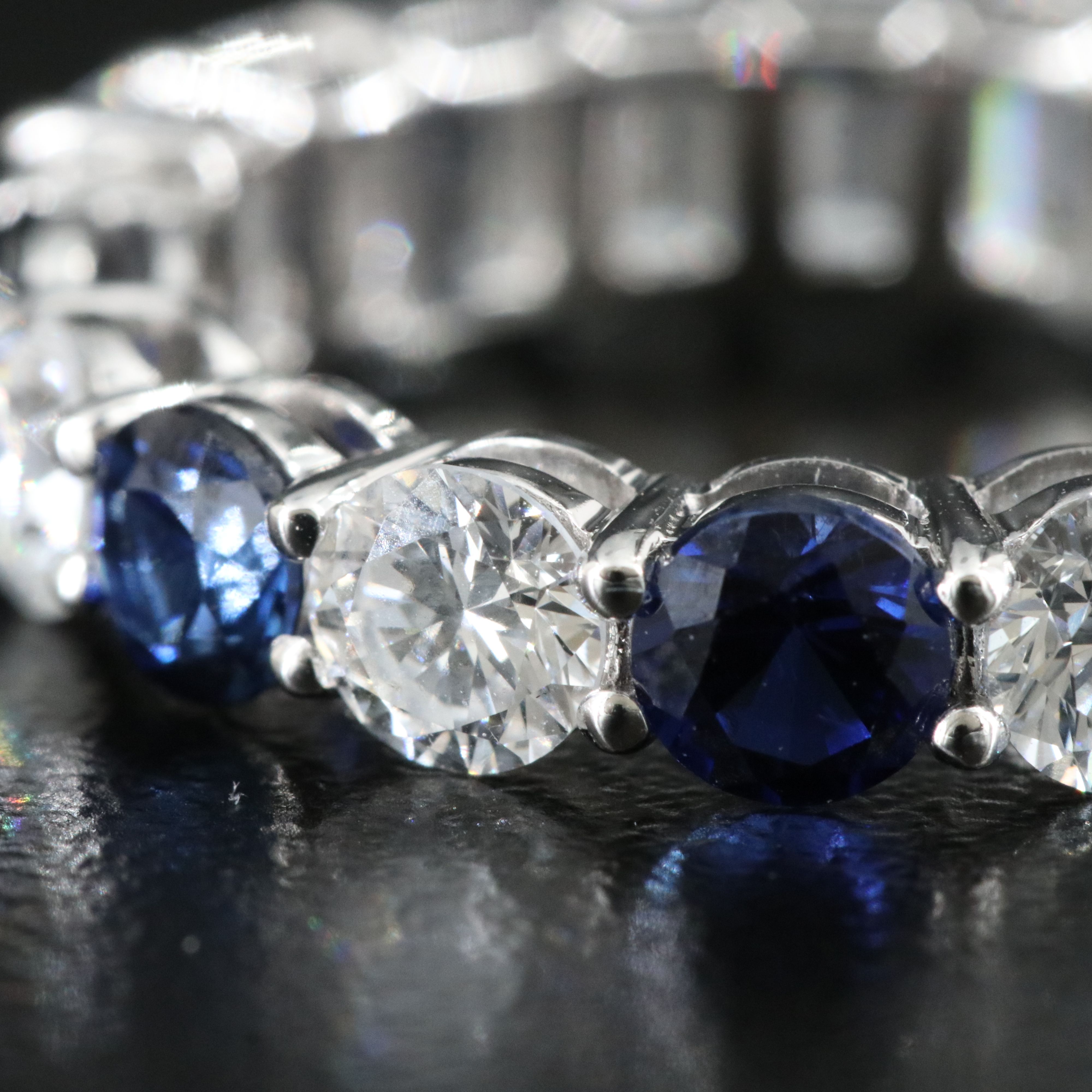 14K 3.75 CTW Lab Grown Diamond and Sapphire Eternity Band