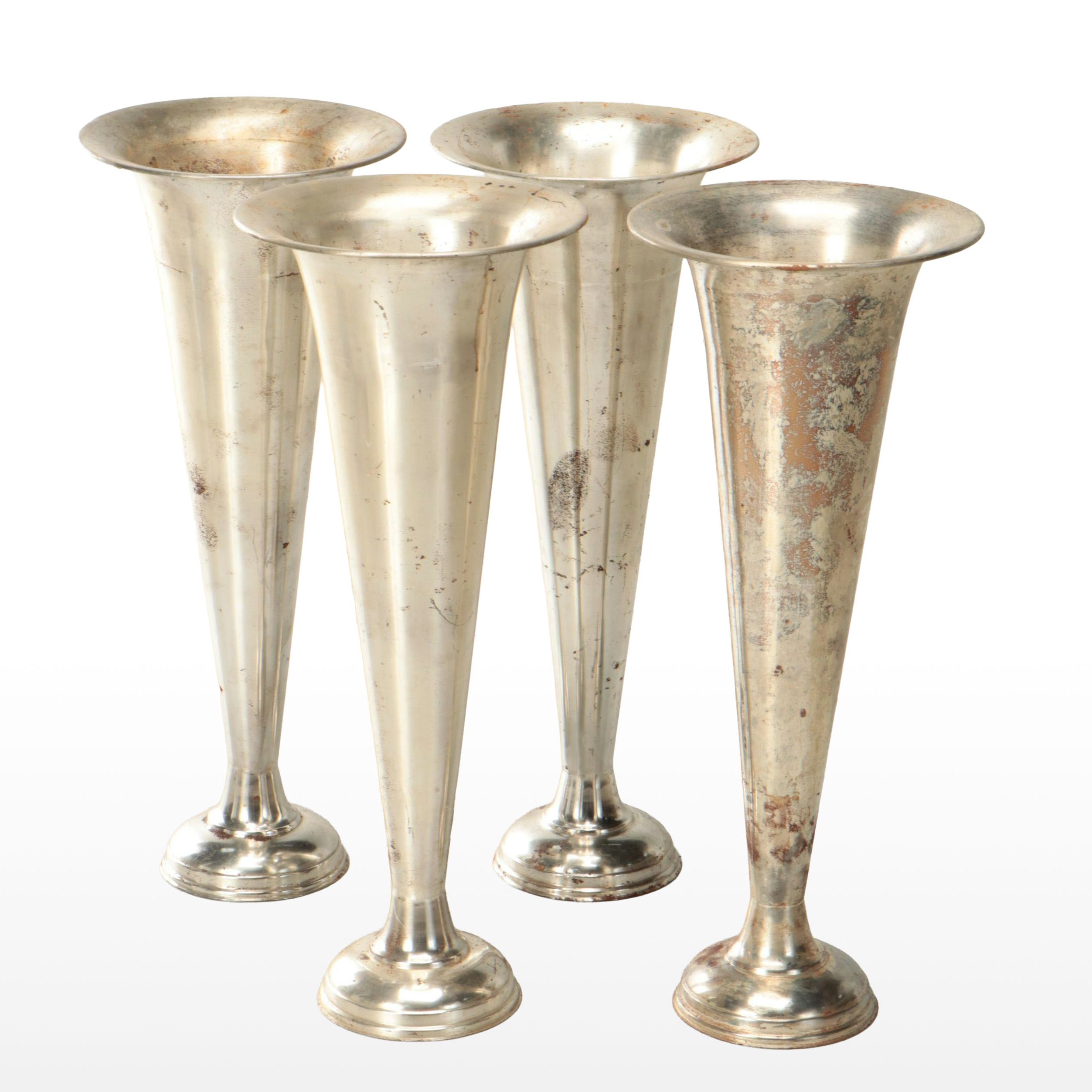 Tall Metal Trumpet Floor Vases