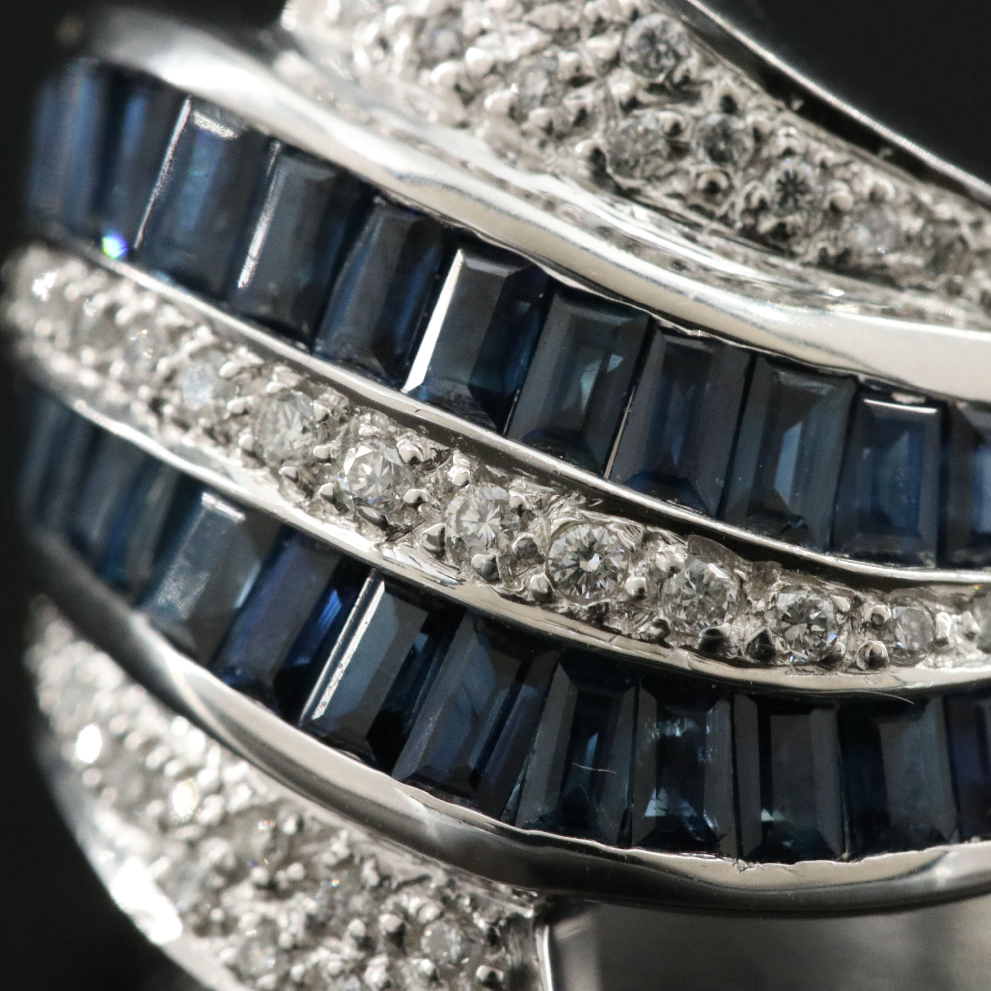 14K Sapphire and Diamond Wave Ring