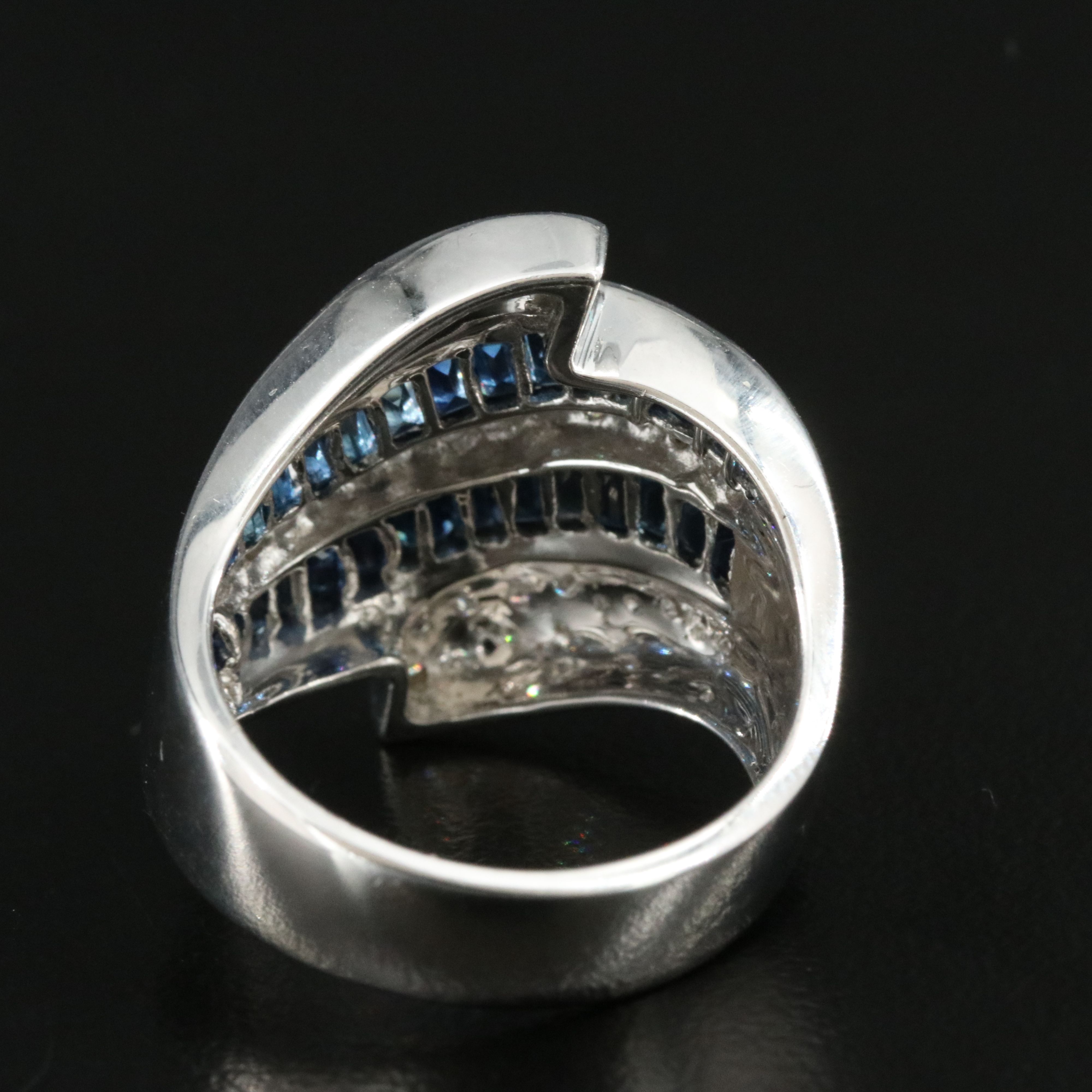 14K Sapphire and Diamond Wave Ring