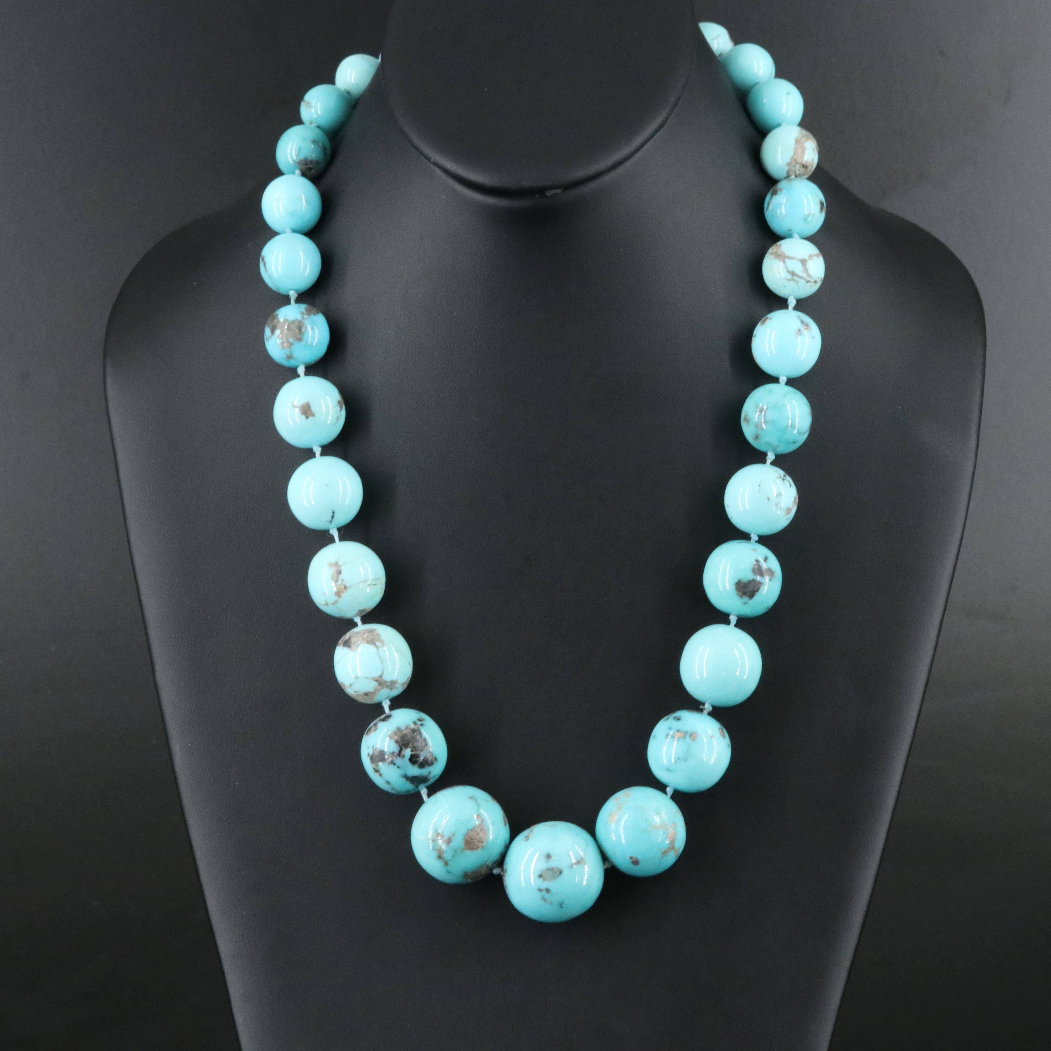 Sterling Turquoise Bead Necklace