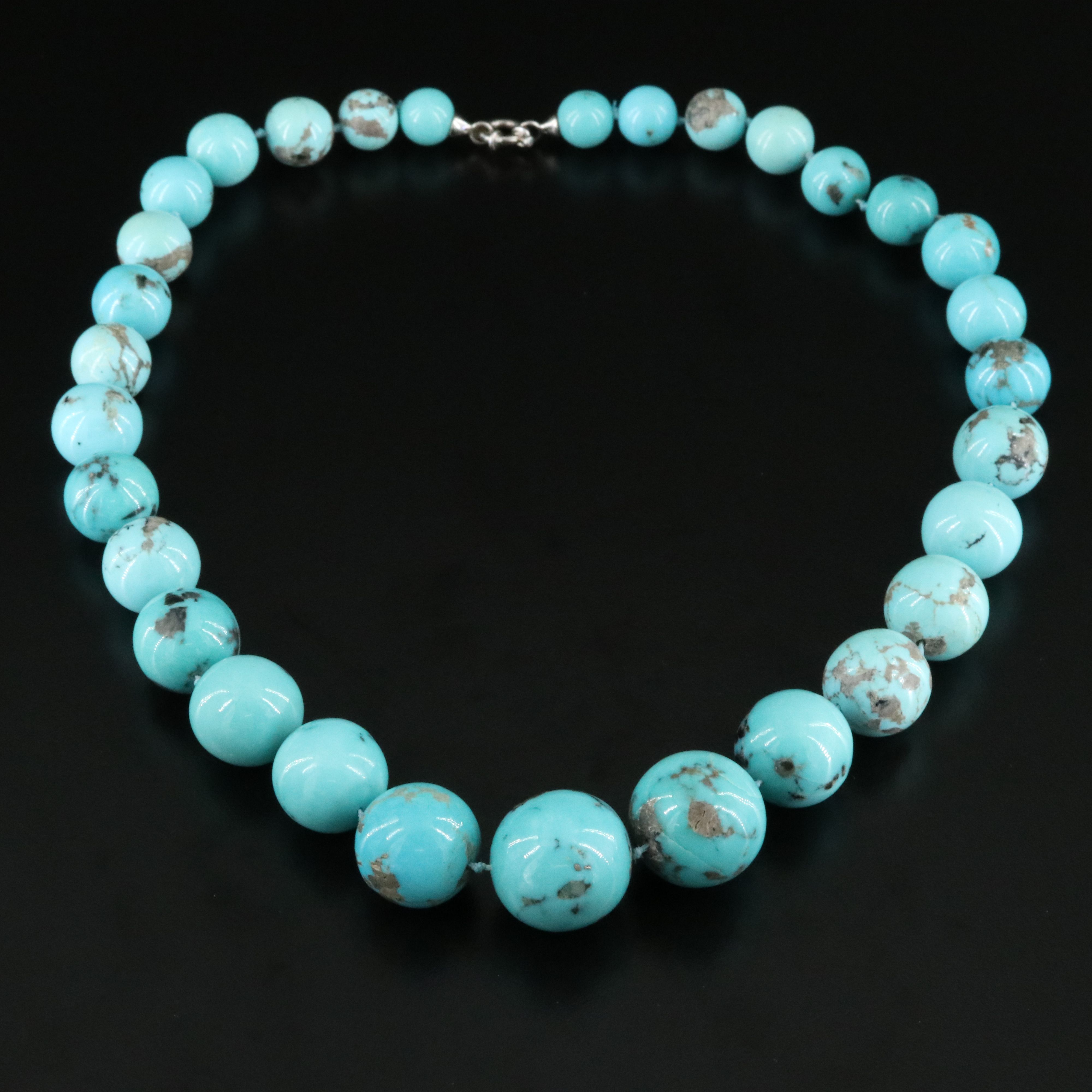 Sterling Turquoise Bead Necklace