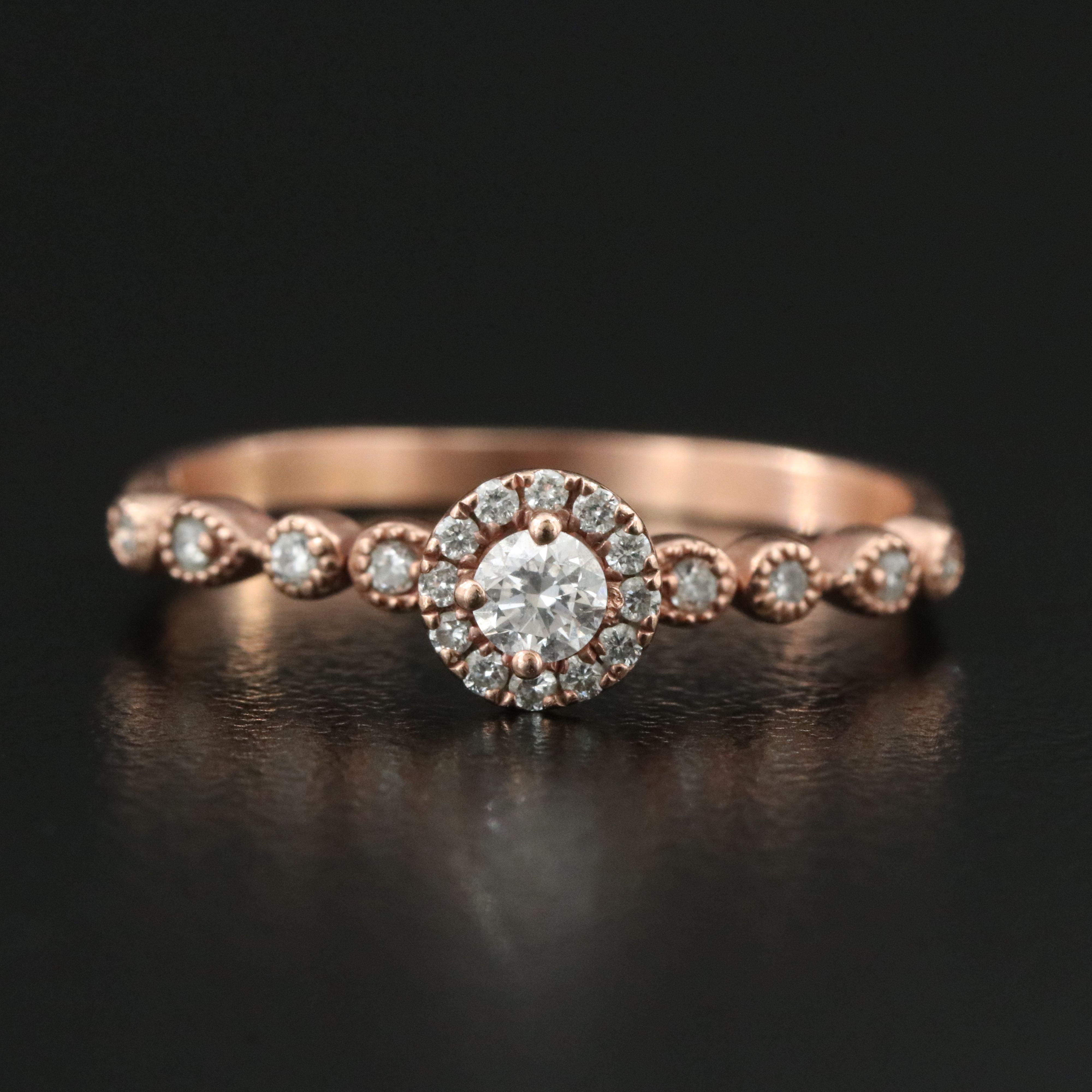 10K Rose Gold 0.25 CTW Diamond Ring