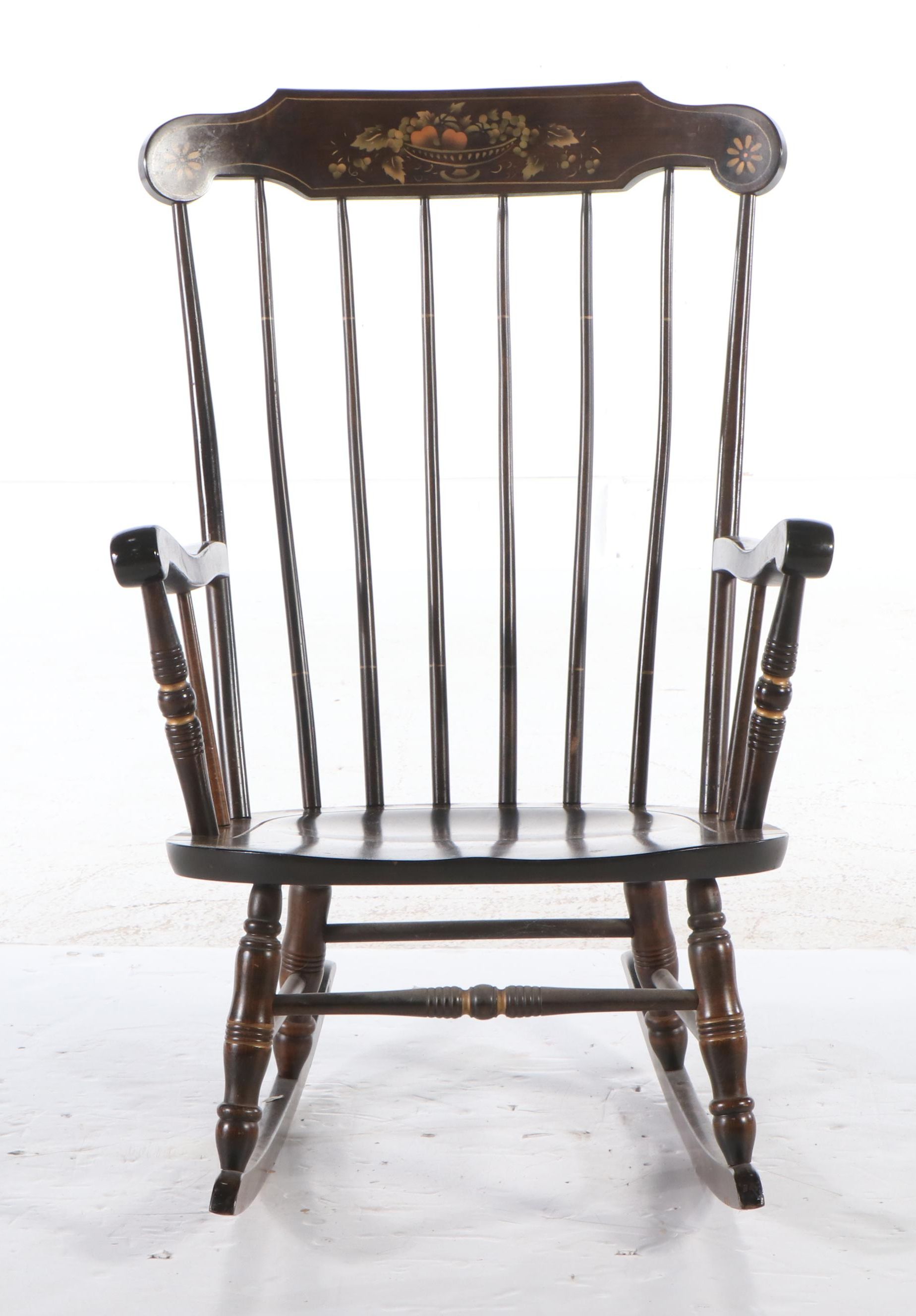 S. Bent & Bros. Federal Style Stencil-Decorated Spindle-Back Rocking Chair