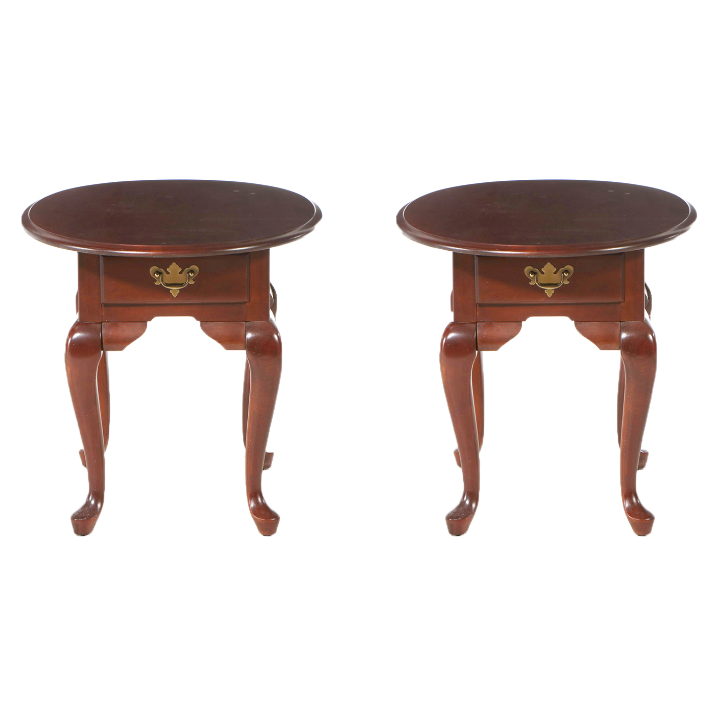 Pair of Broyhill Queen Anne Style Mahogany End Table