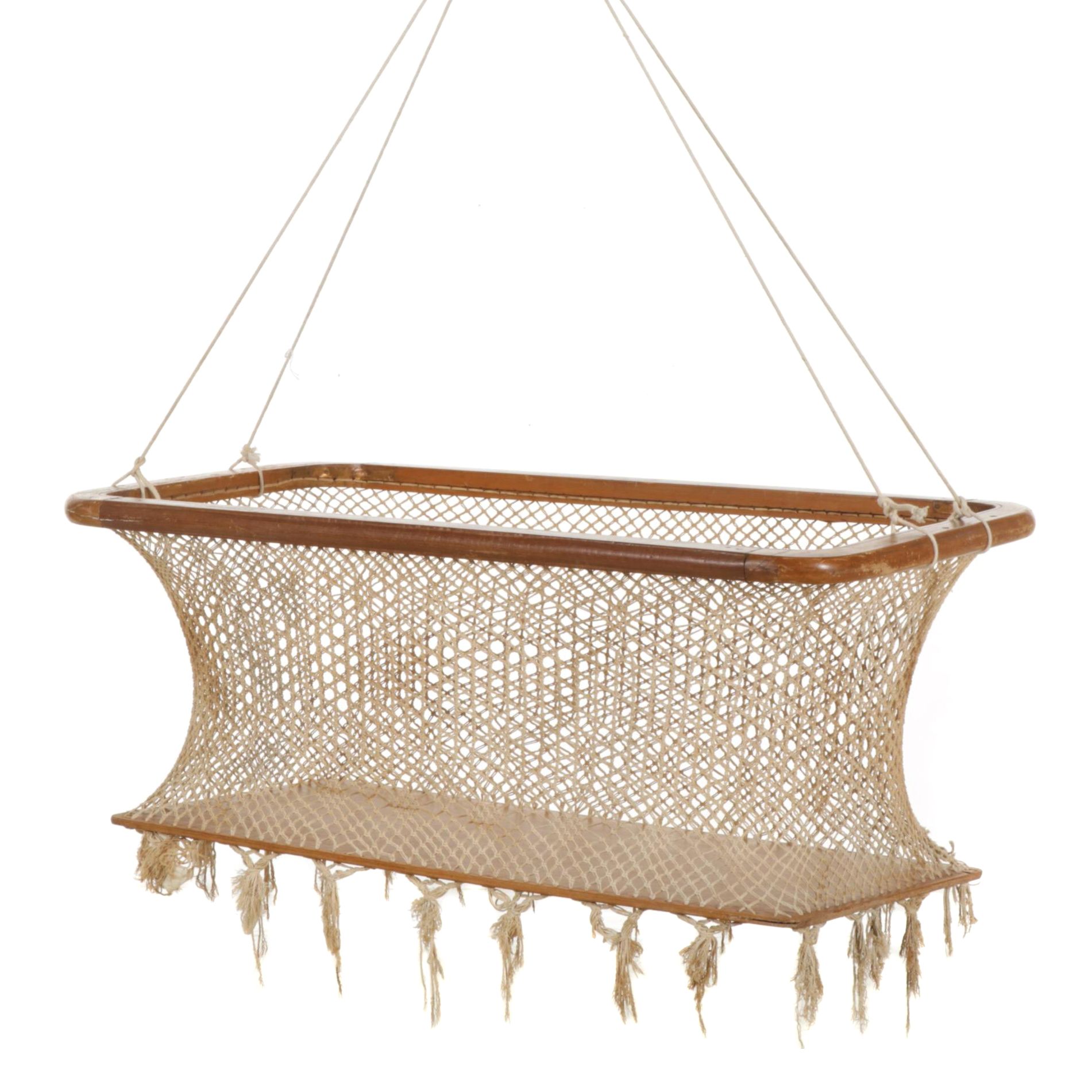 Hanging Macrame Bassinet, Mid to Late 20th Century
