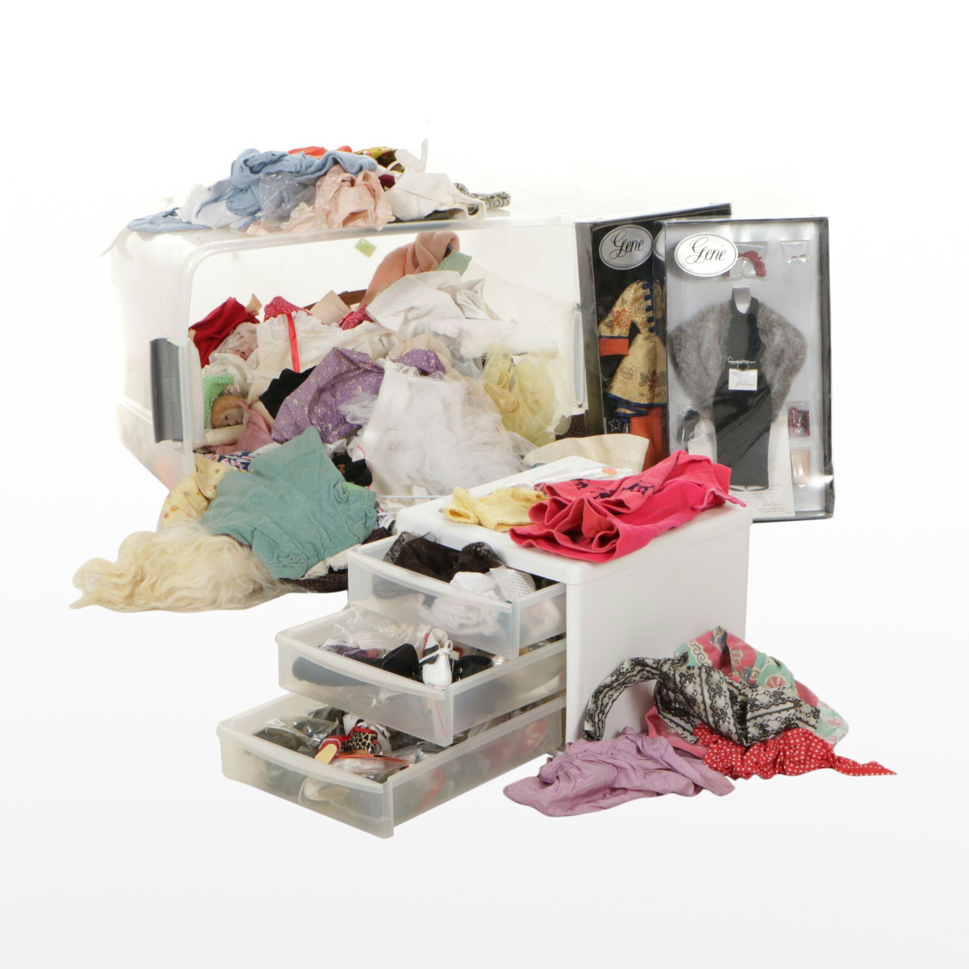 Discovery Collection of Doll Clothes and Accessories with Organizing Bins