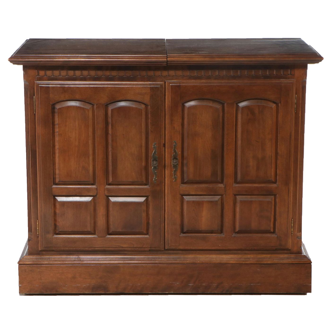 English Style Walnut Finish Flip-Top Sideboard, Mid to Late 20th Century