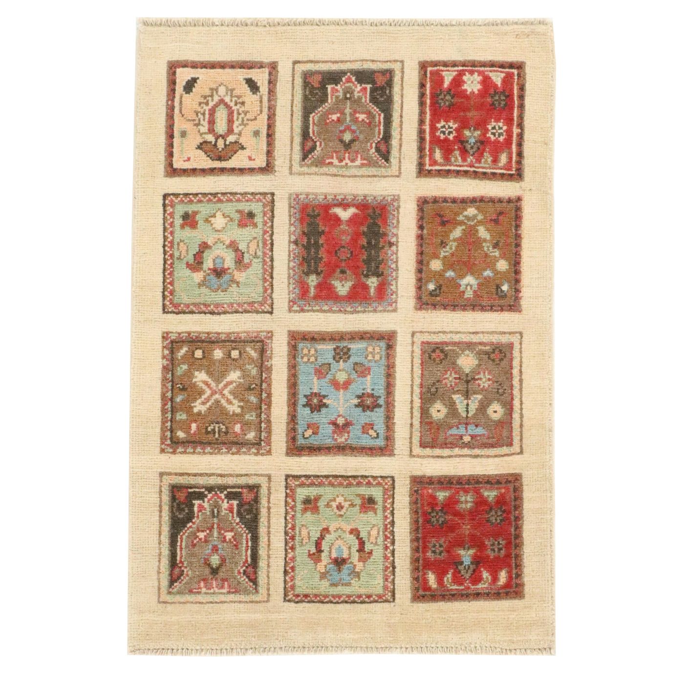 1'11 x 2'11 Hand-Knotted Afghan Kazak Accent Rug