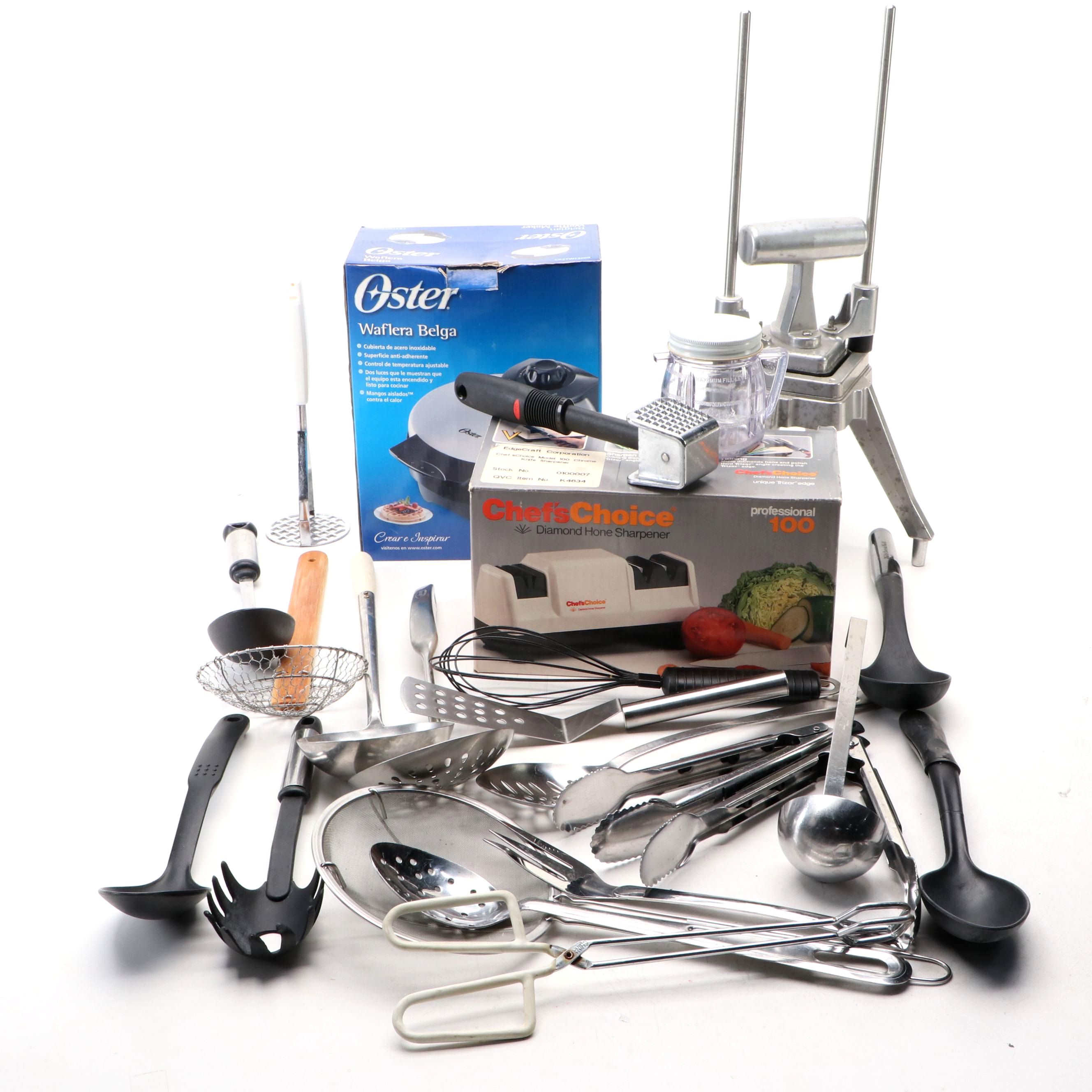 Oster Waffle Iron with Other Small Kitchen Utensils