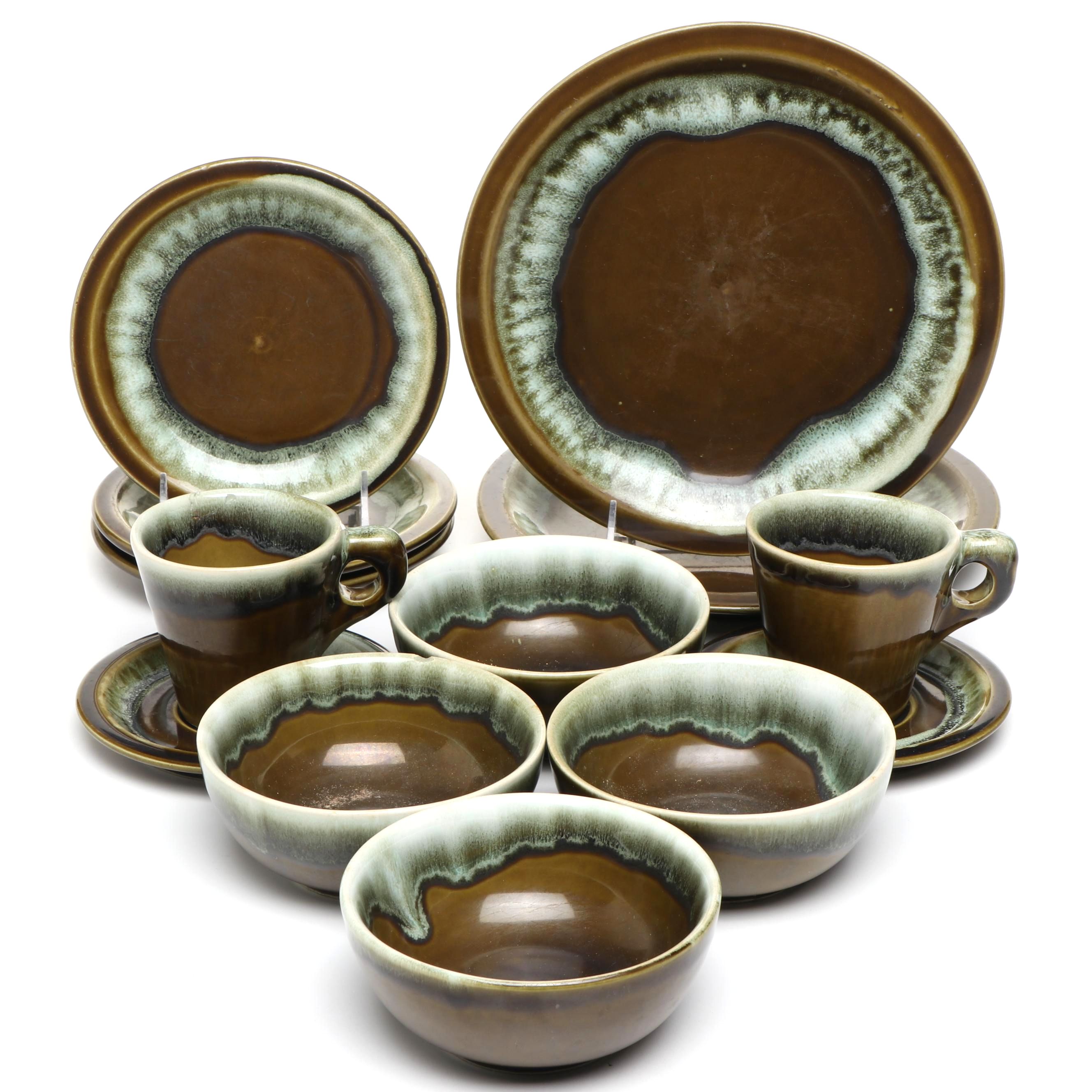 Pfaltzgraff Mid Century Modern Style "Copper Green" Stoneware Dinnerwar