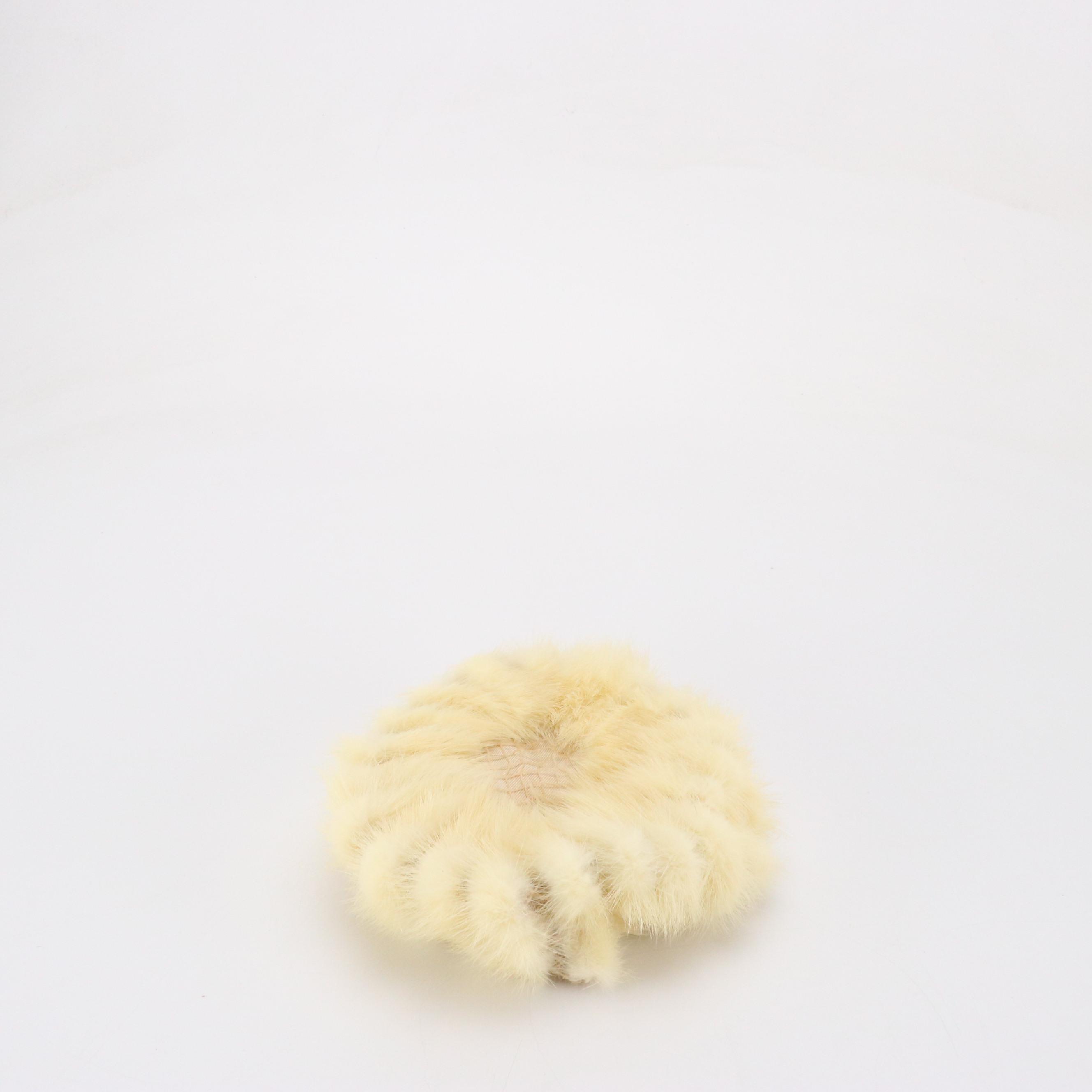 Ranch Mink Paw Fur Pillbox Hats, Mid-20th Century