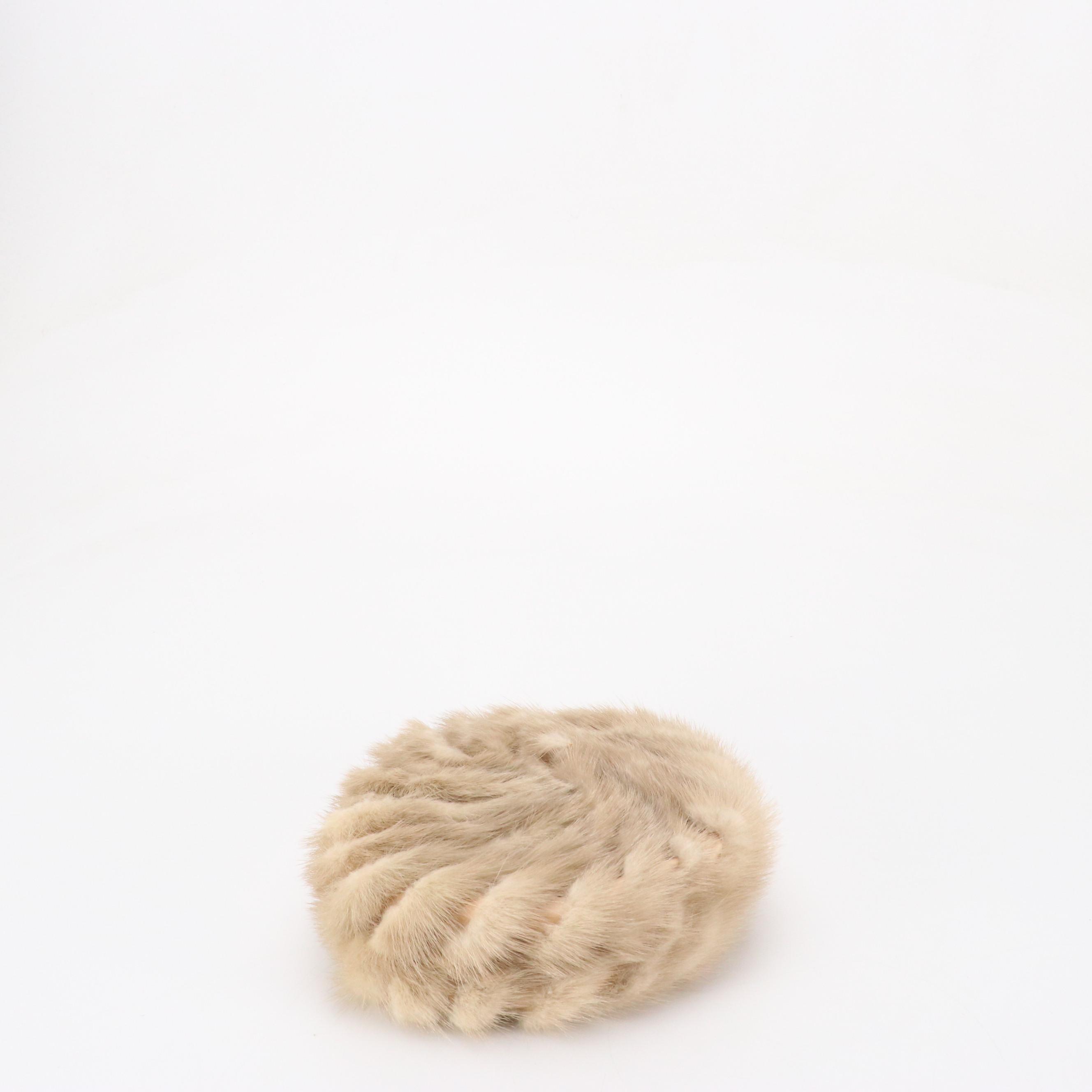 Ranch Mink Paw Fur Pillbox Hats, Mid-20th Century