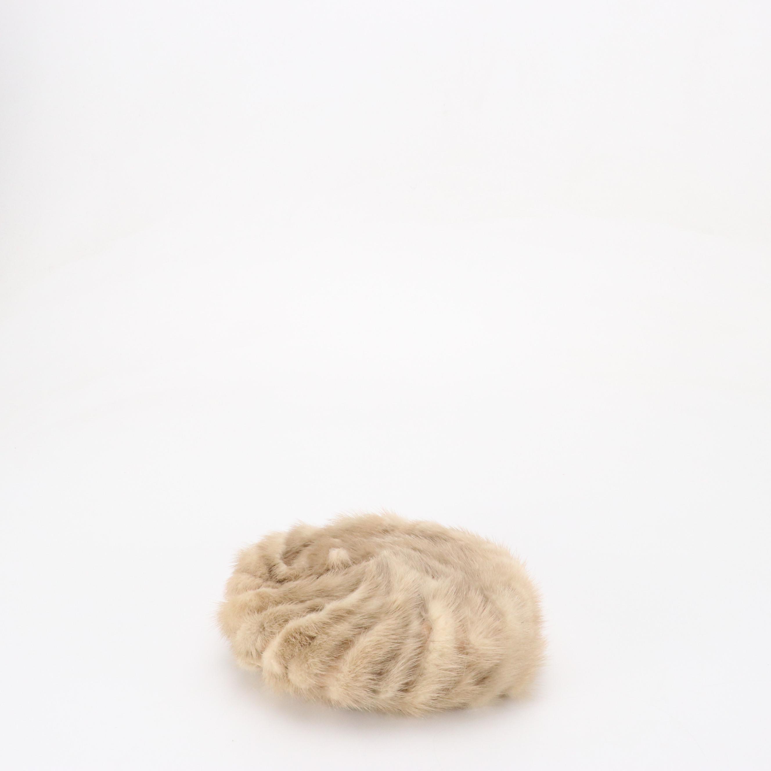 Ranch Mink Paw Fur Pillbox Hats, Mid-20th Century