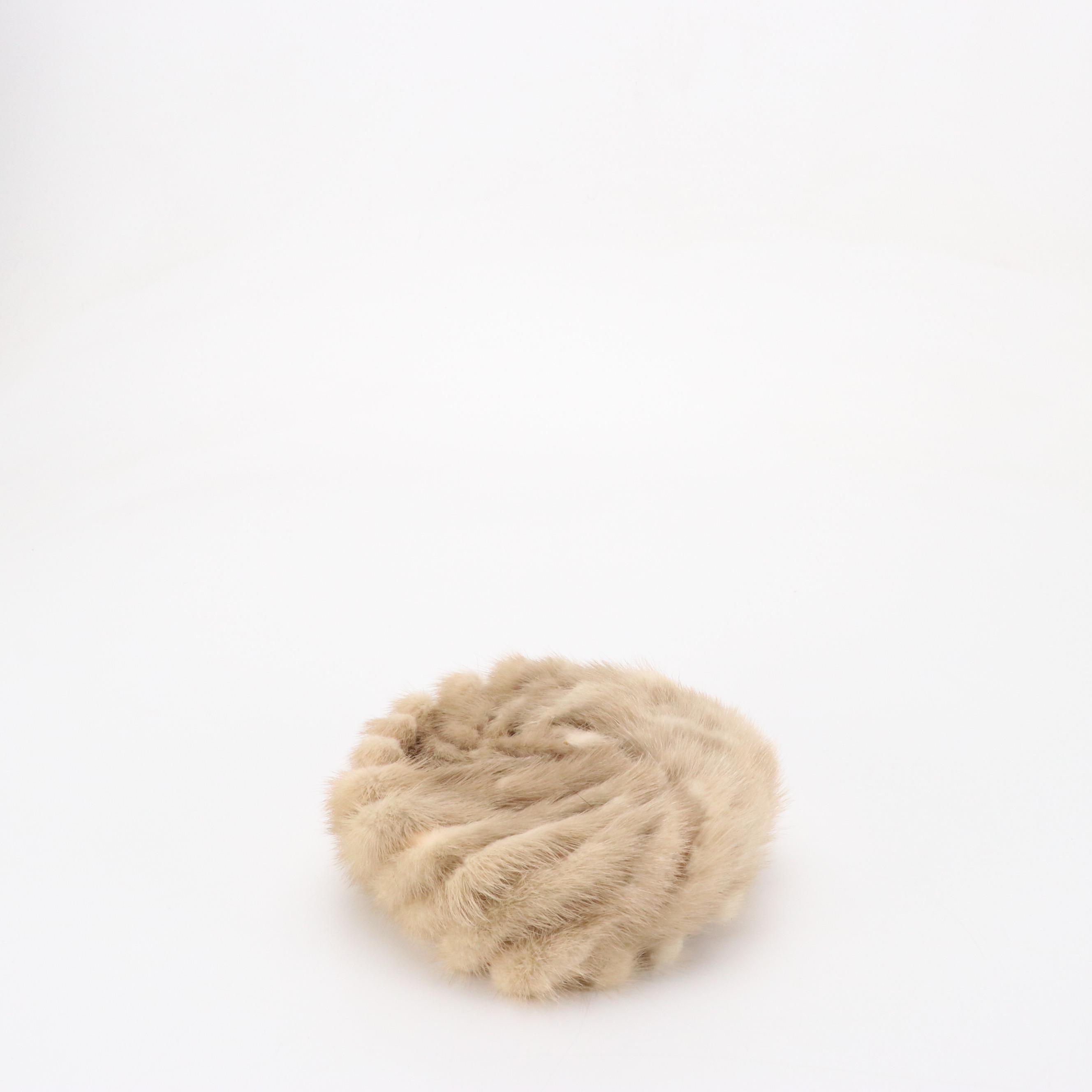 Ranch Mink Paw Fur Pillbox Hats, Mid-20th Century