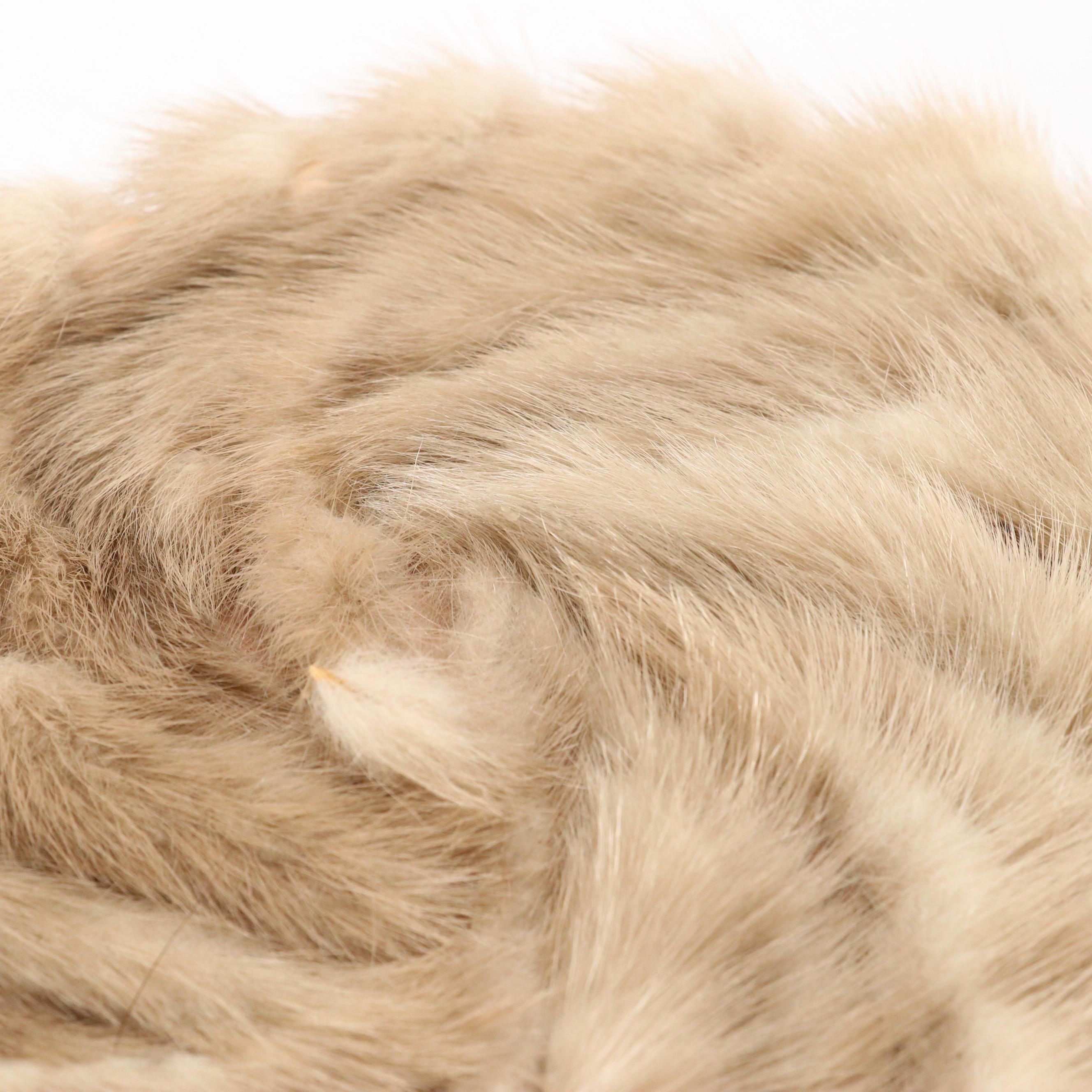 Ranch Mink Paw Fur Pillbox Hats, Mid-20th Century
