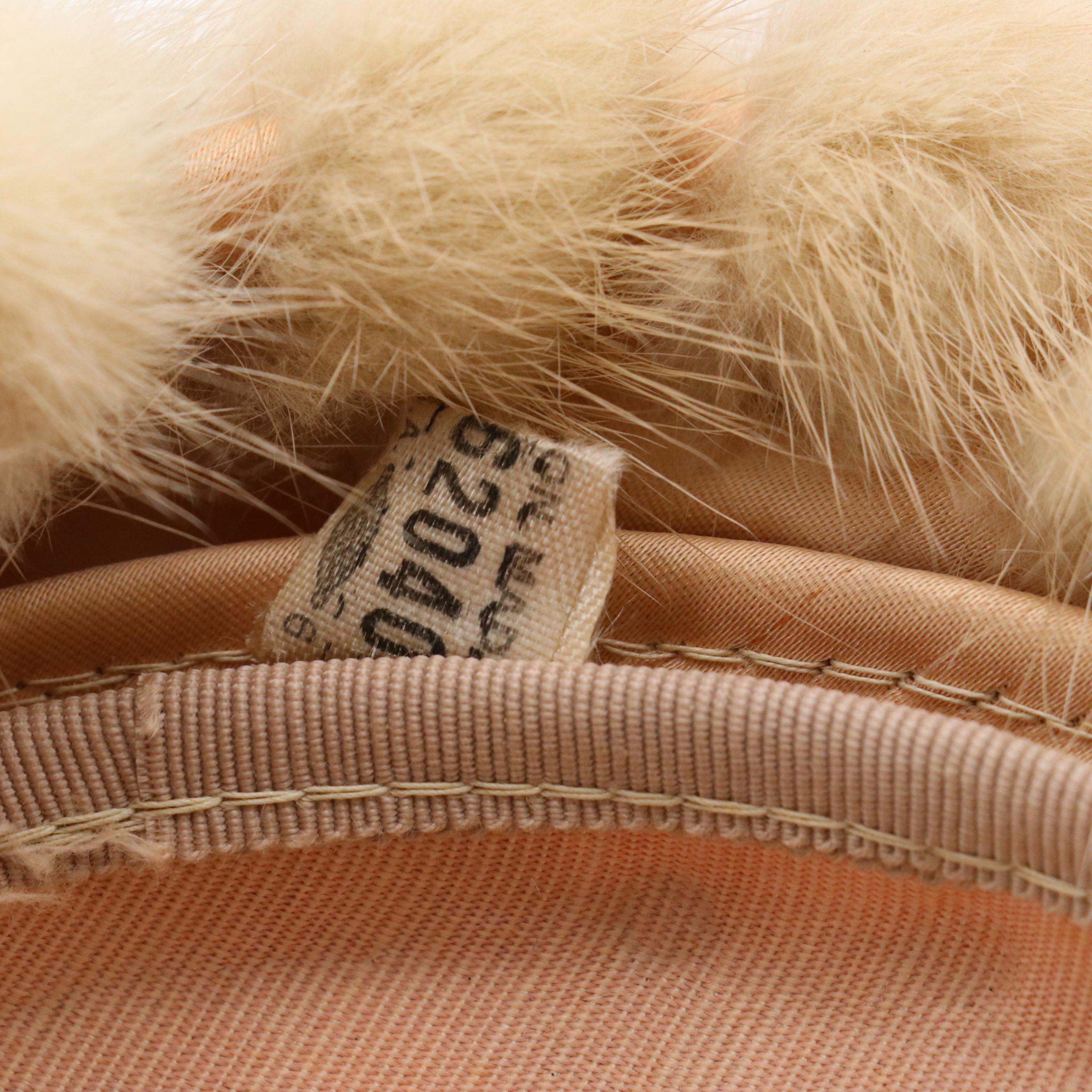 Ranch Mink Paw Fur Pillbox Hats, Mid-20th Century