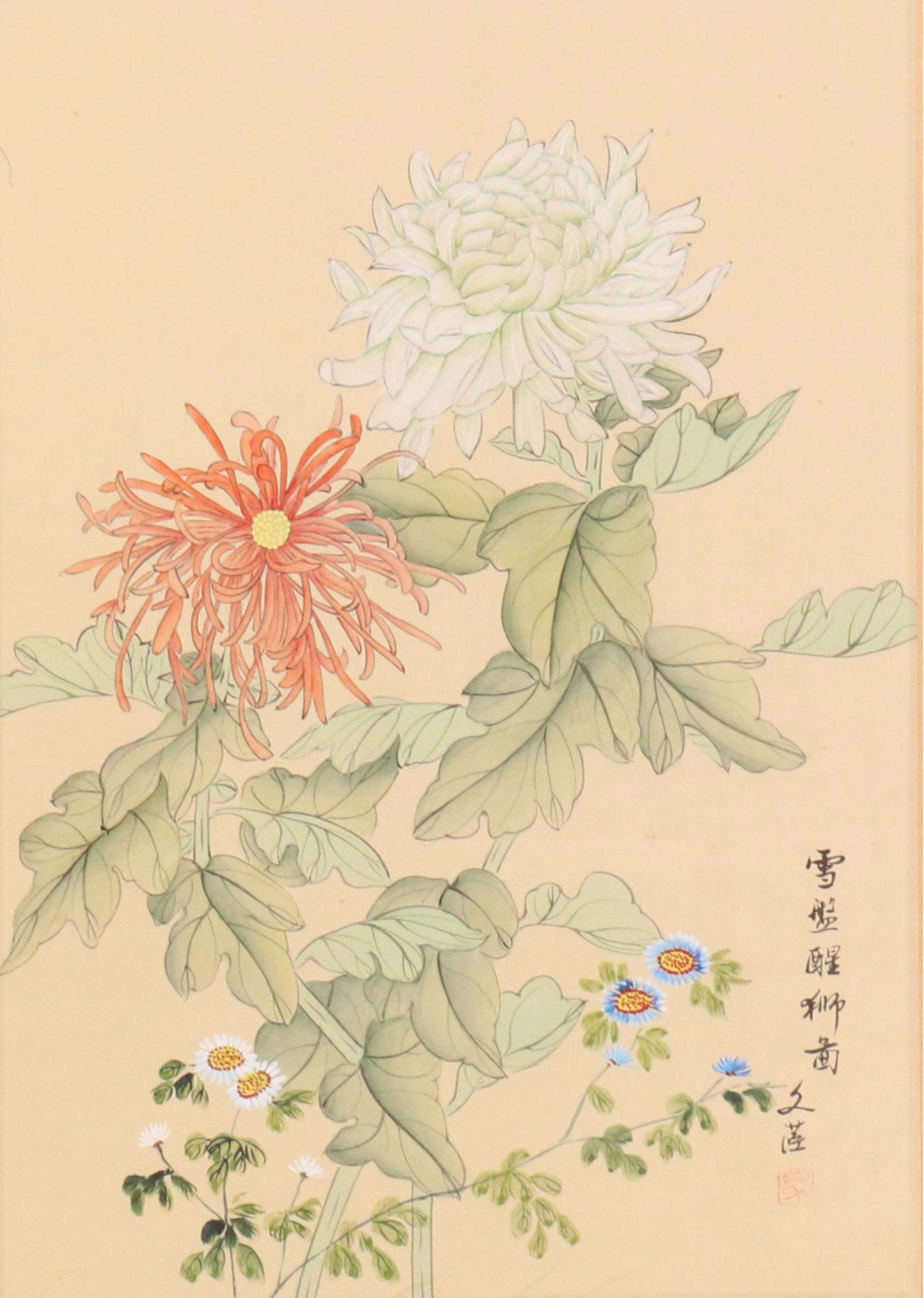 Chinese School Gouache Painting of Flowers