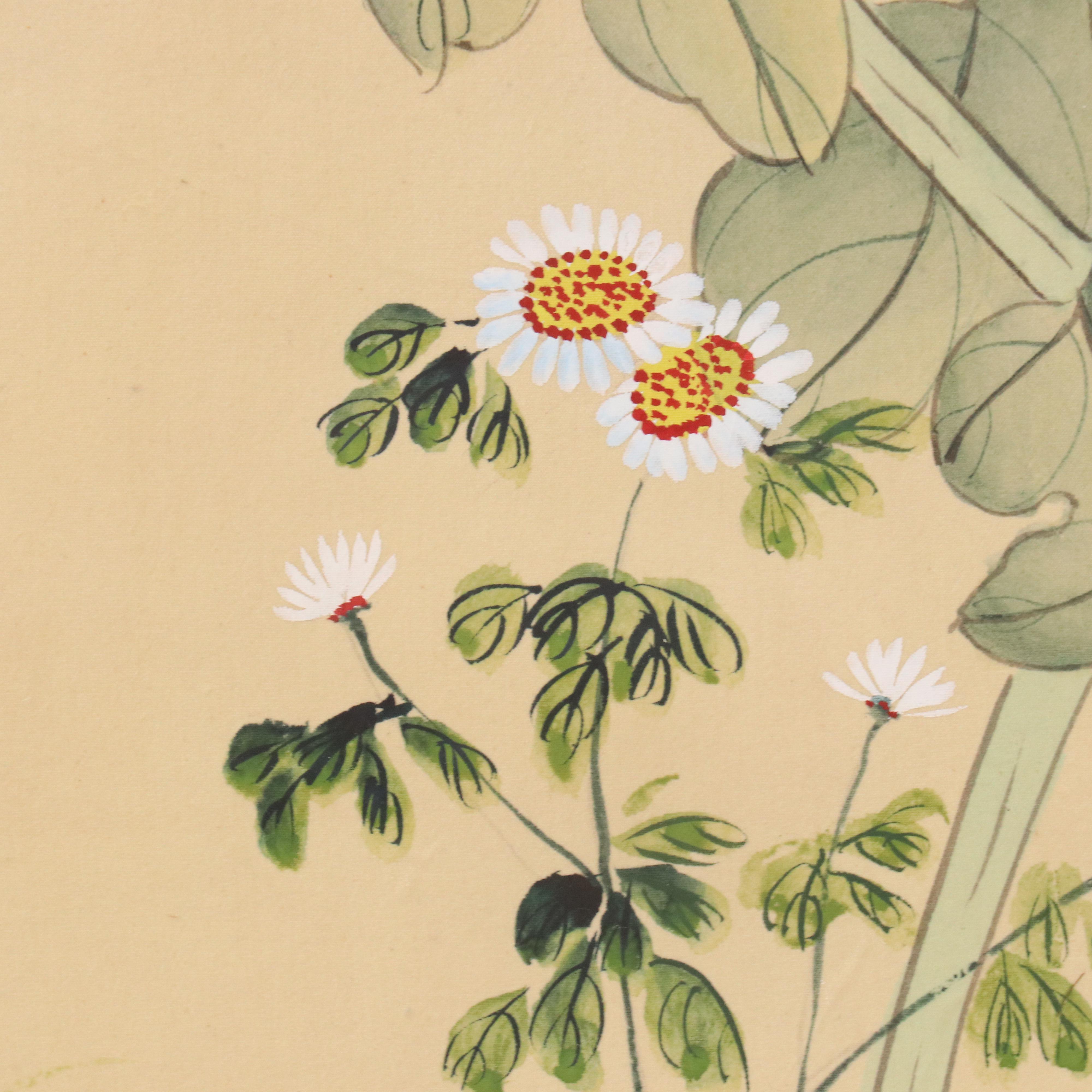 Chinese School Gouache Painting of Flowers