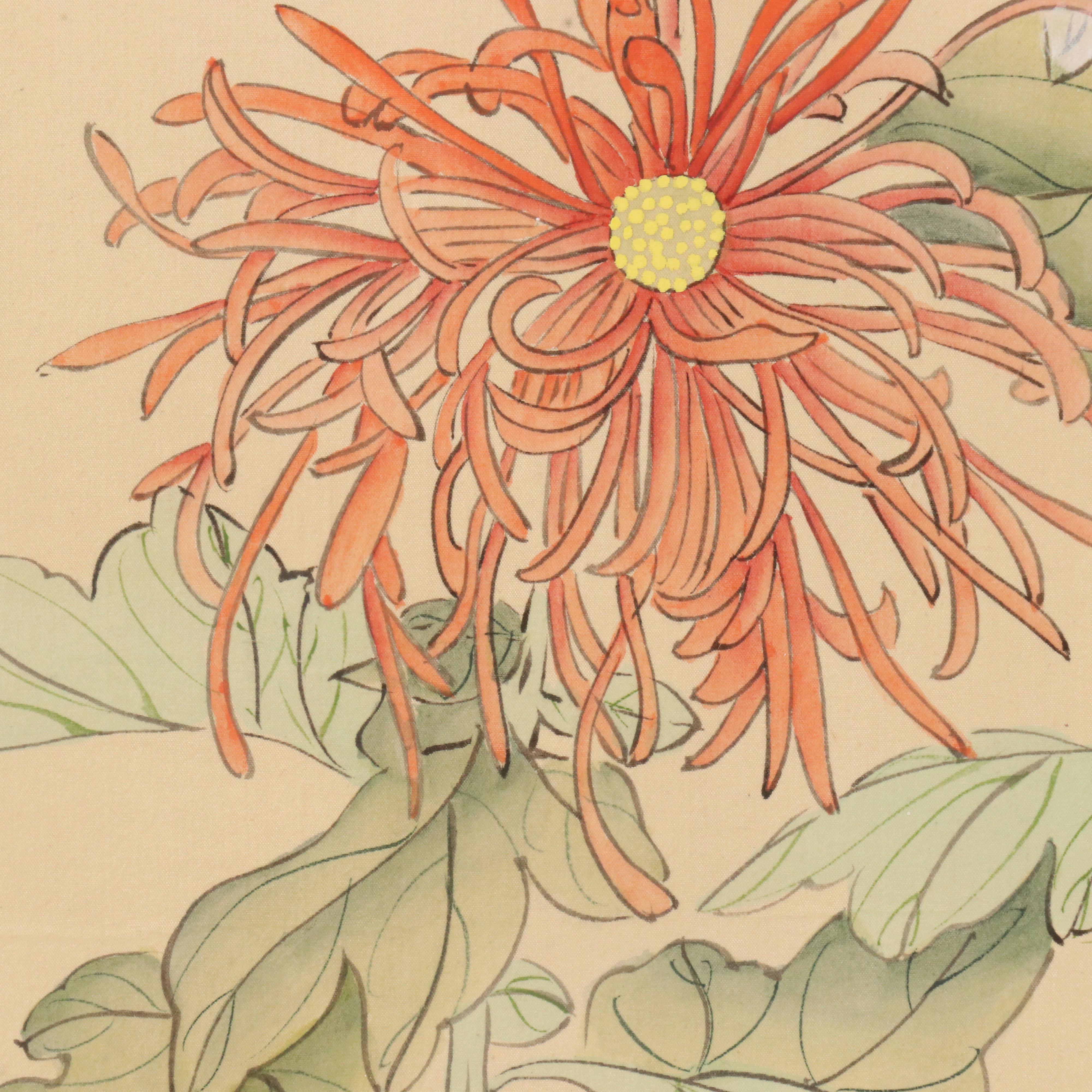 Chinese School Gouache Painting of Flowers