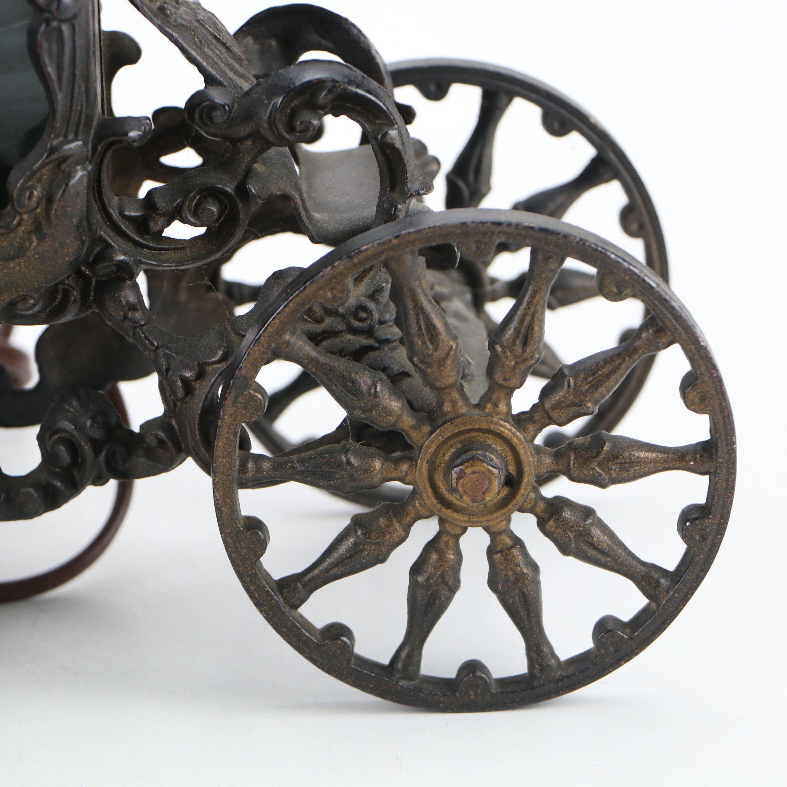 Coronation Coach Cast Iron and Slag Glass Accent Lamp, Early 20th Century