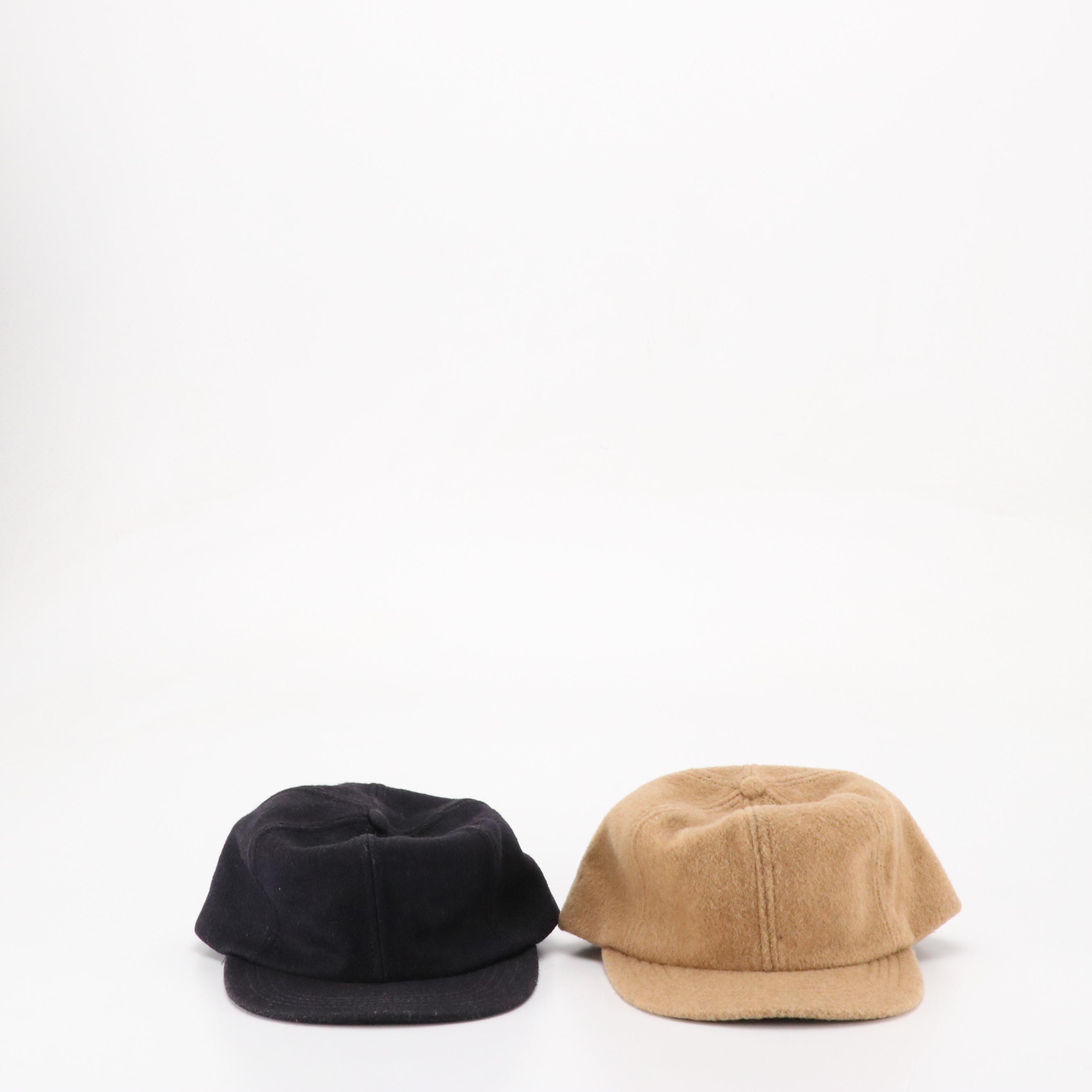 Men's Vintage Wool Hunting Caps with Ear Flaps & Isotoner Leather Gloves in Box