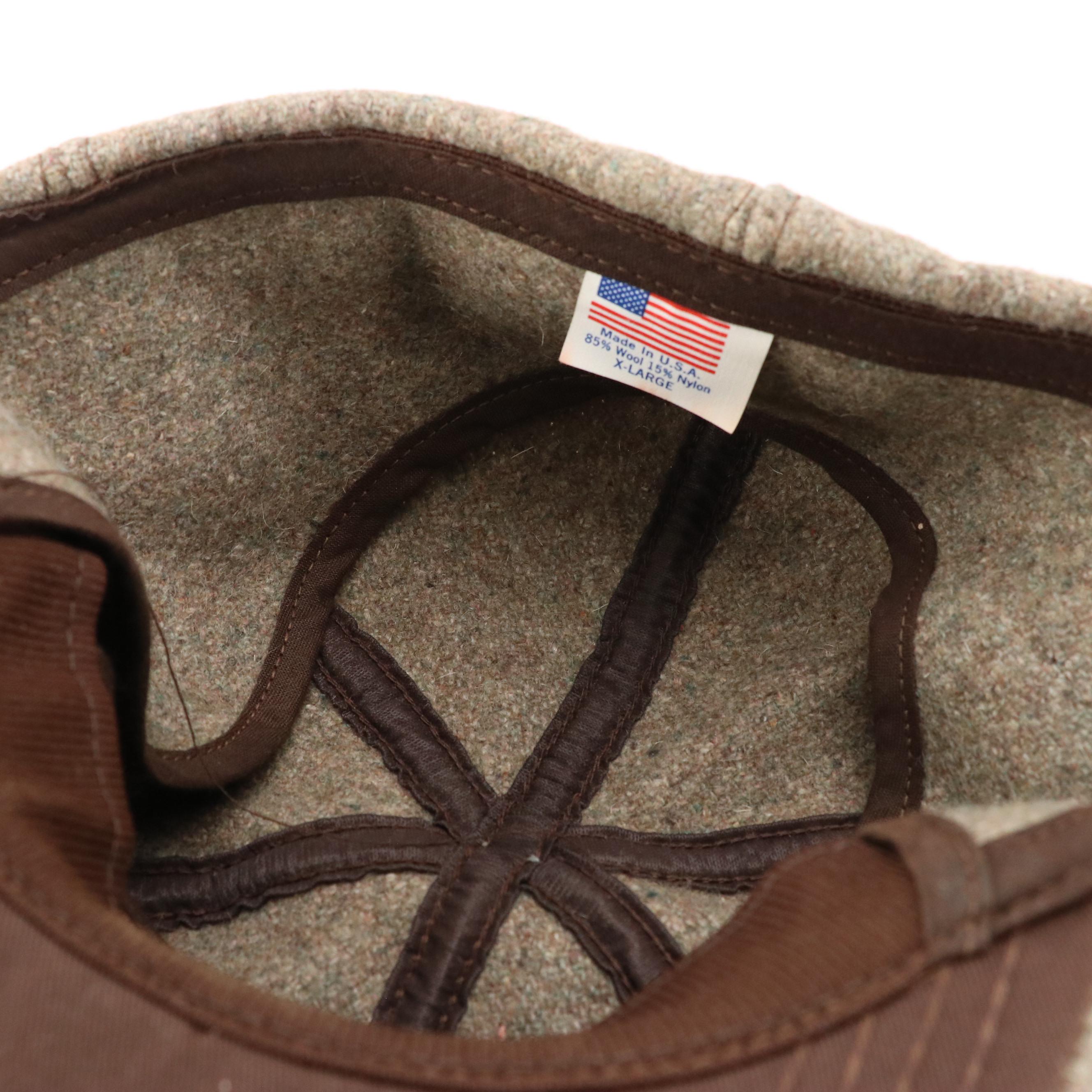 Men's Vintage Wool Hunting Caps with Ear Flaps & Isotoner Leather Gloves in Box