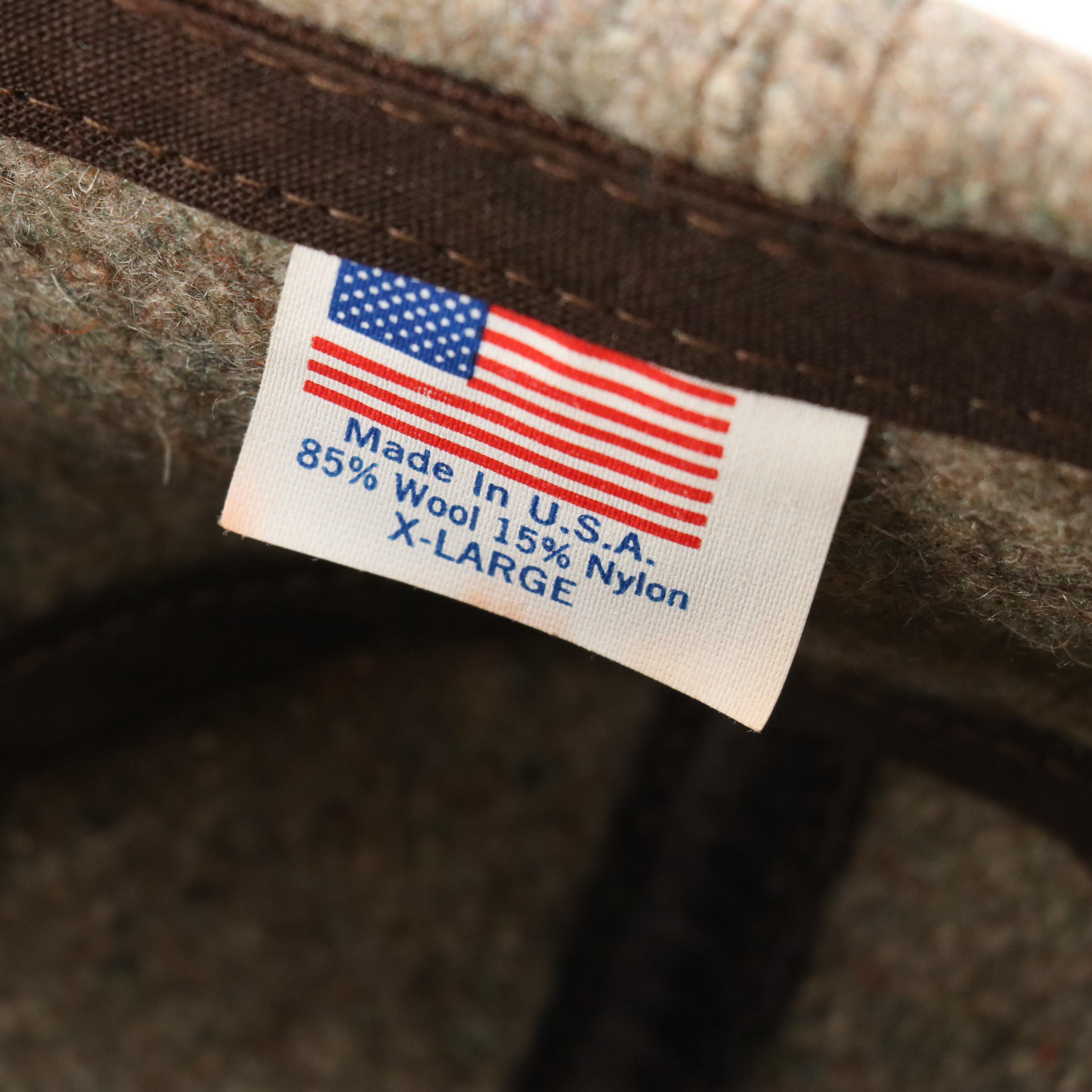 Men's Vintage Wool Hunting Caps with Ear Flaps & Isotoner Leather Gloves in Box