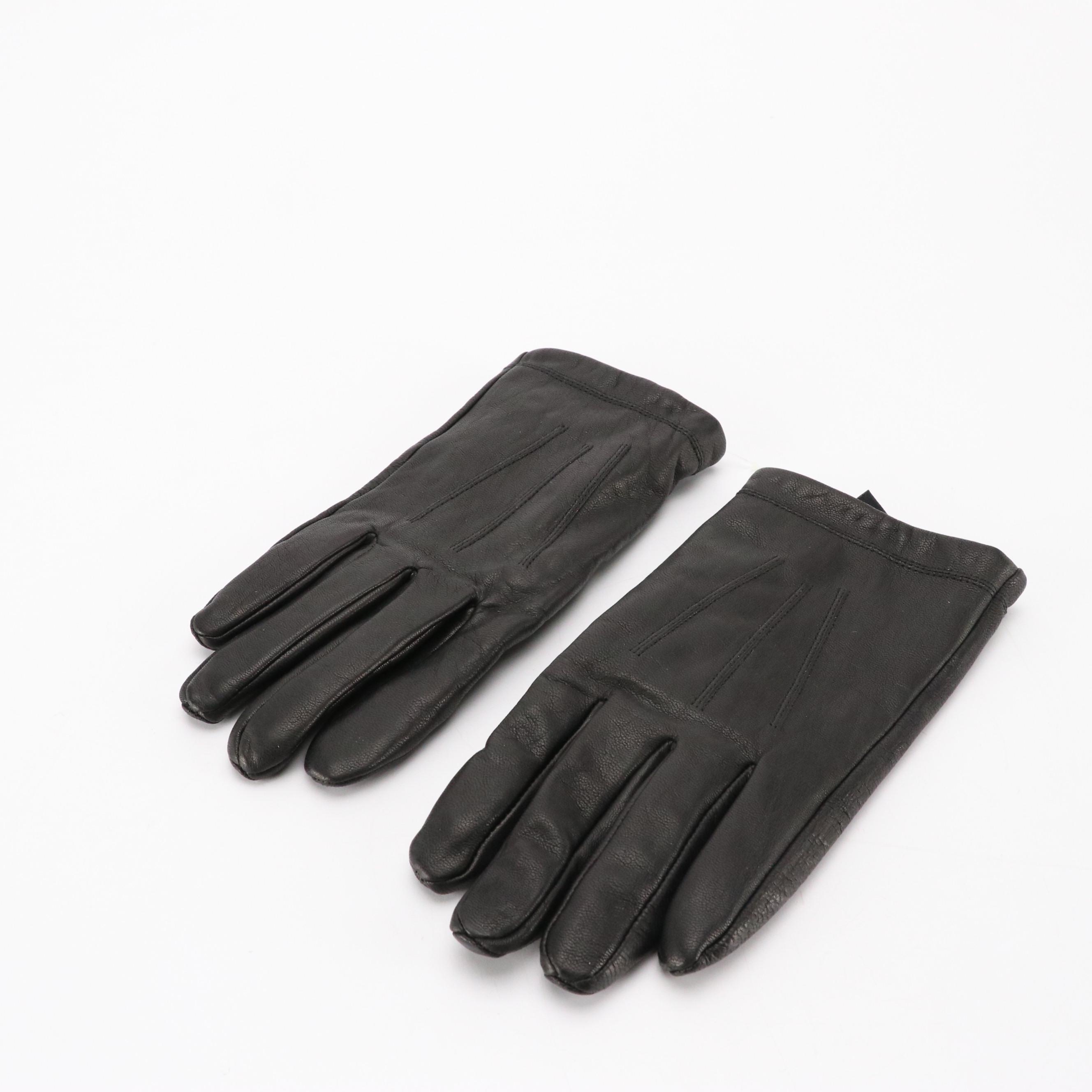 Men's Vintage Wool Hunting Caps with Ear Flaps & Isotoner Leather Gloves in Box