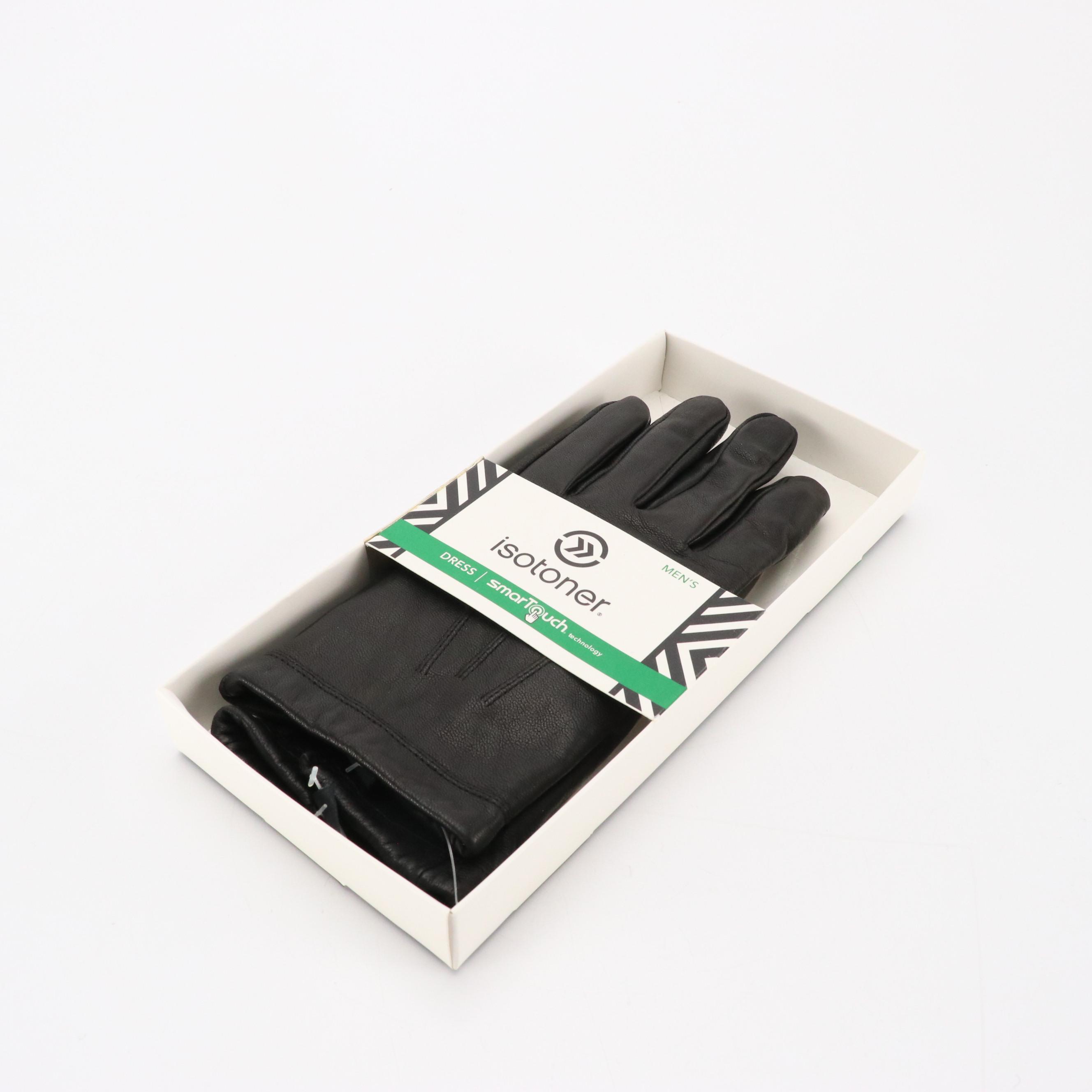 Men's Vintage Wool Hunting Caps with Ear Flaps & Isotoner Leather Gloves in Box