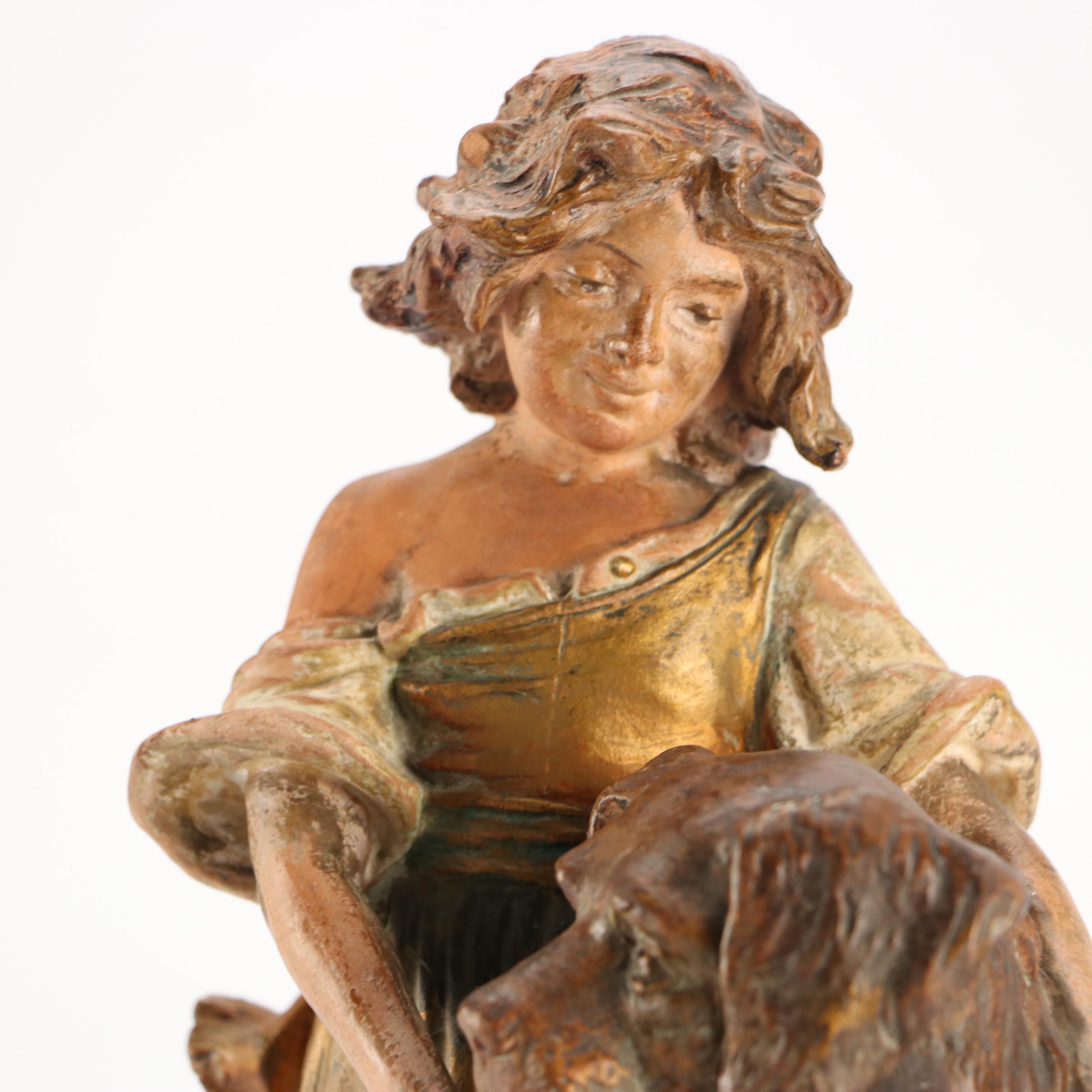 McCoy Pottery Pointer Dog Planter with Other Art Nouveau Style Figurine