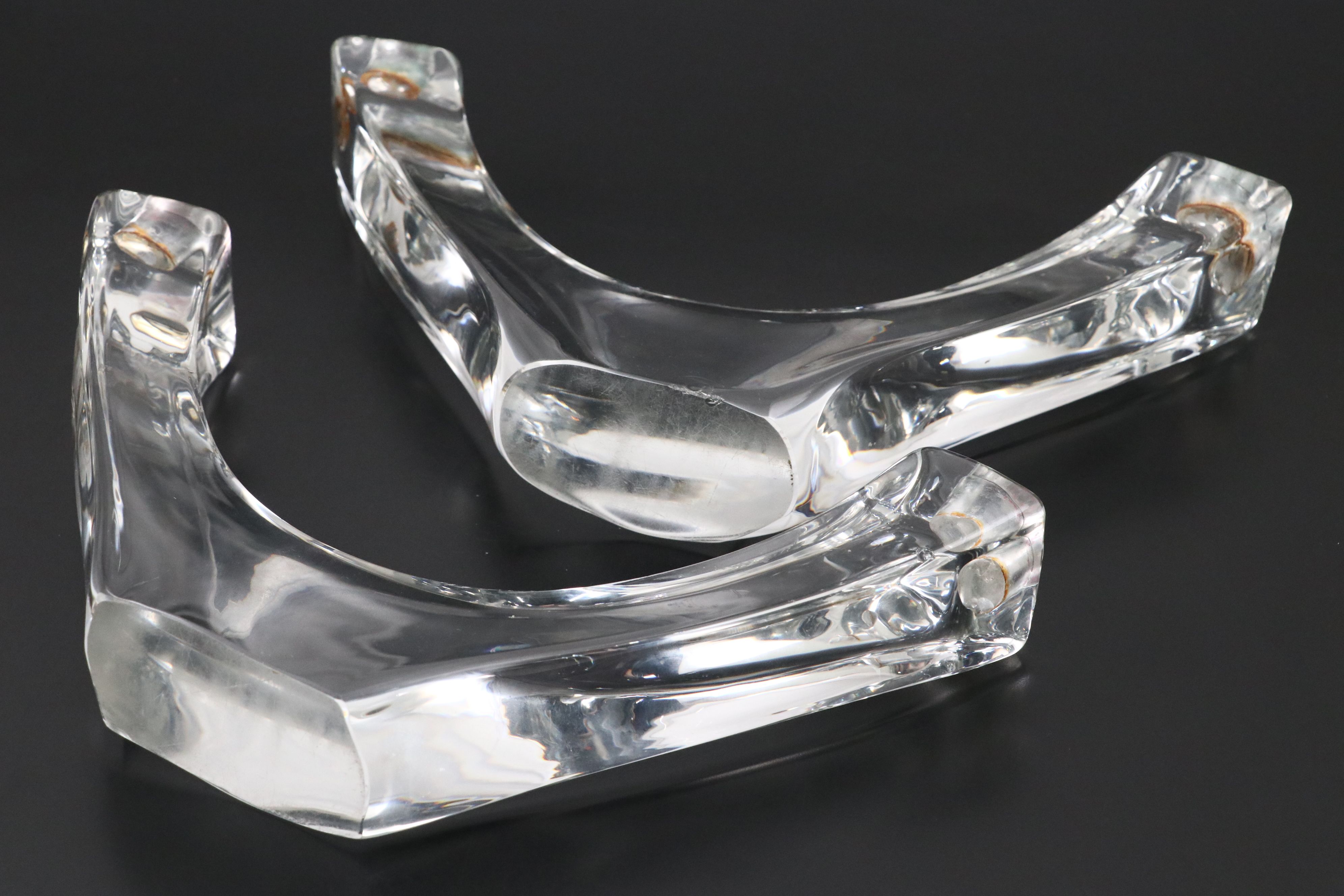 Pair of Daum Nancy Crystal Modernist Style Candle Holders