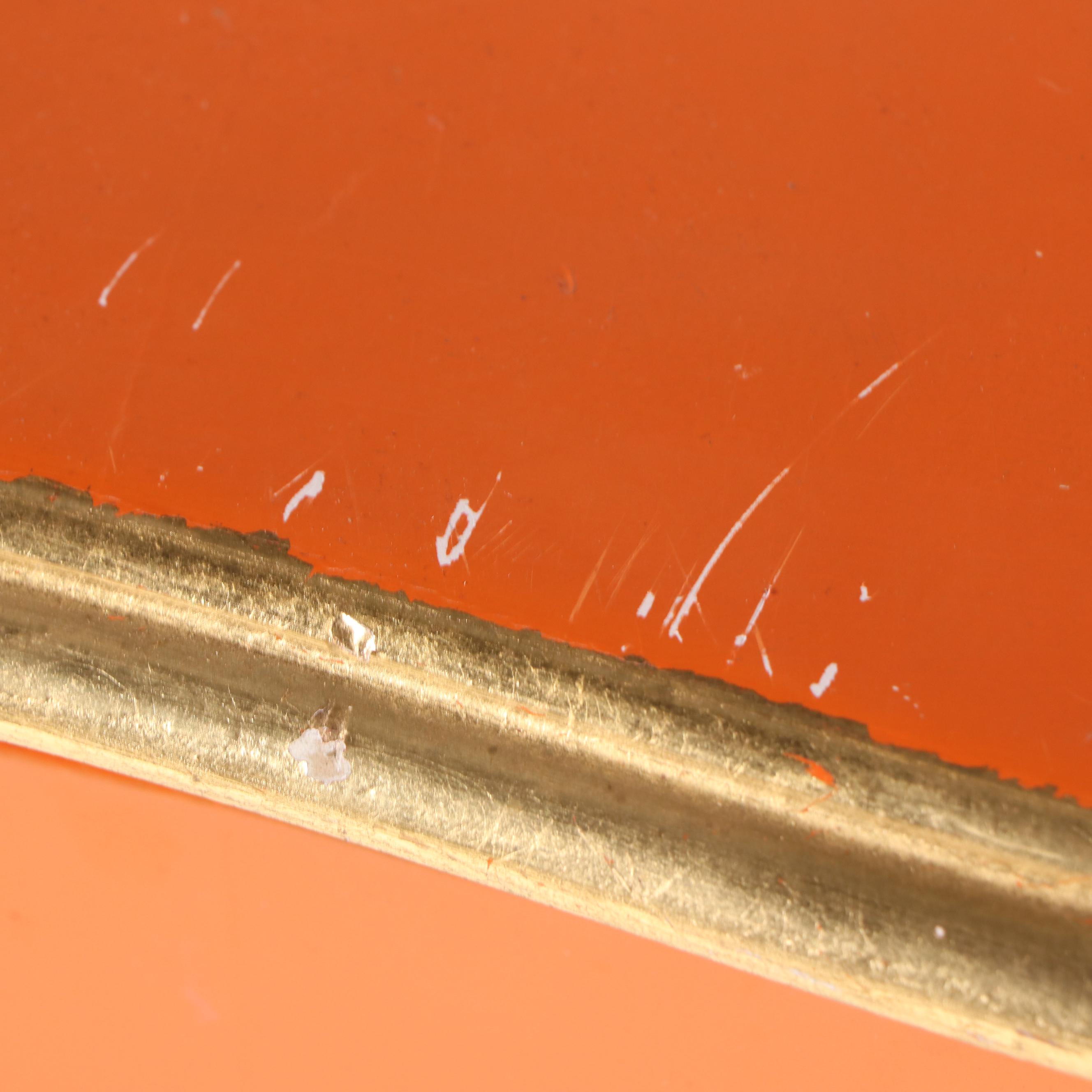 Louis XV Style Parcel Gilt Orange-Painted Wood Two-Drawer Bombé Chest