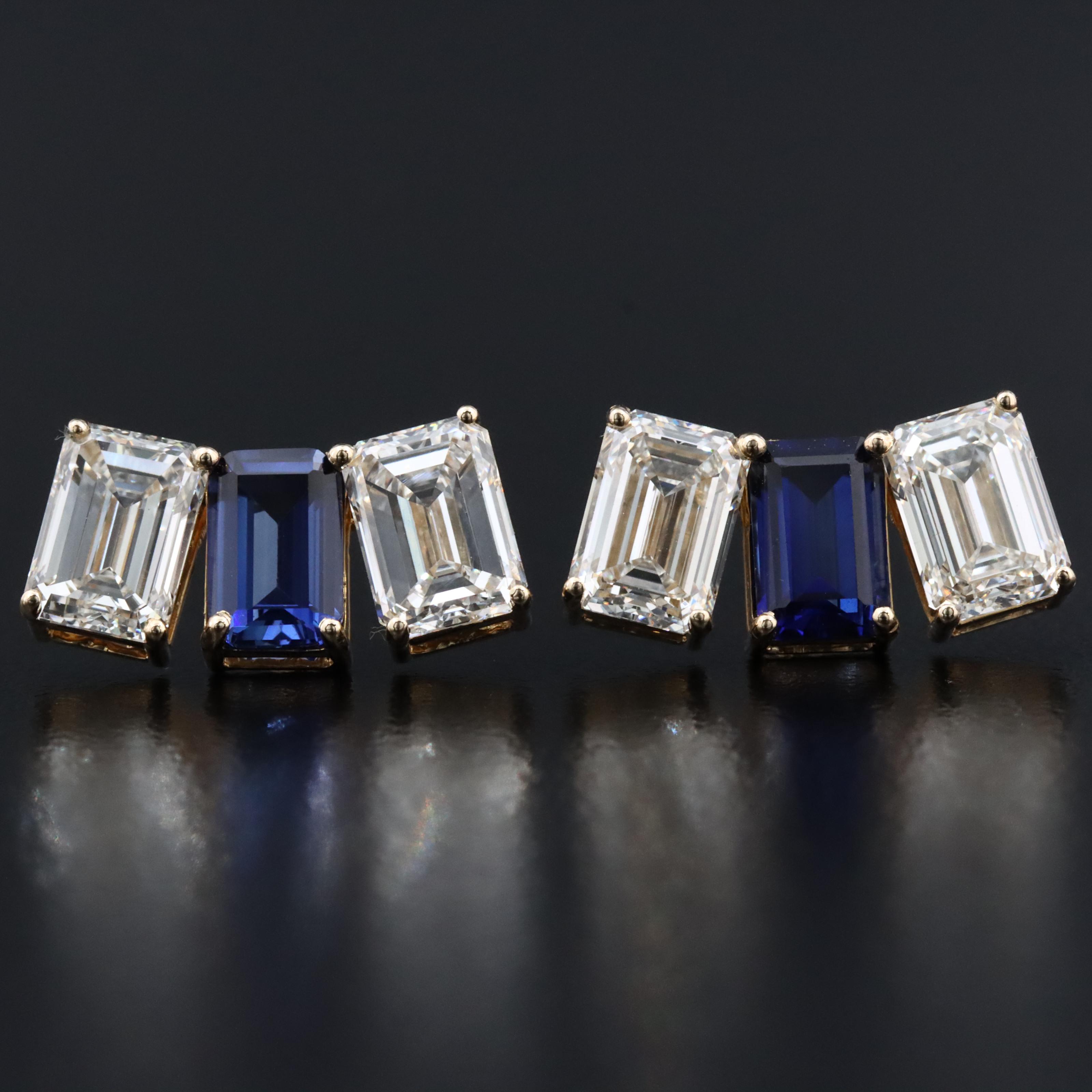 14K 1.32 CTW Sapphire and 3.35 CTW Lab Grown Diamond Earrings