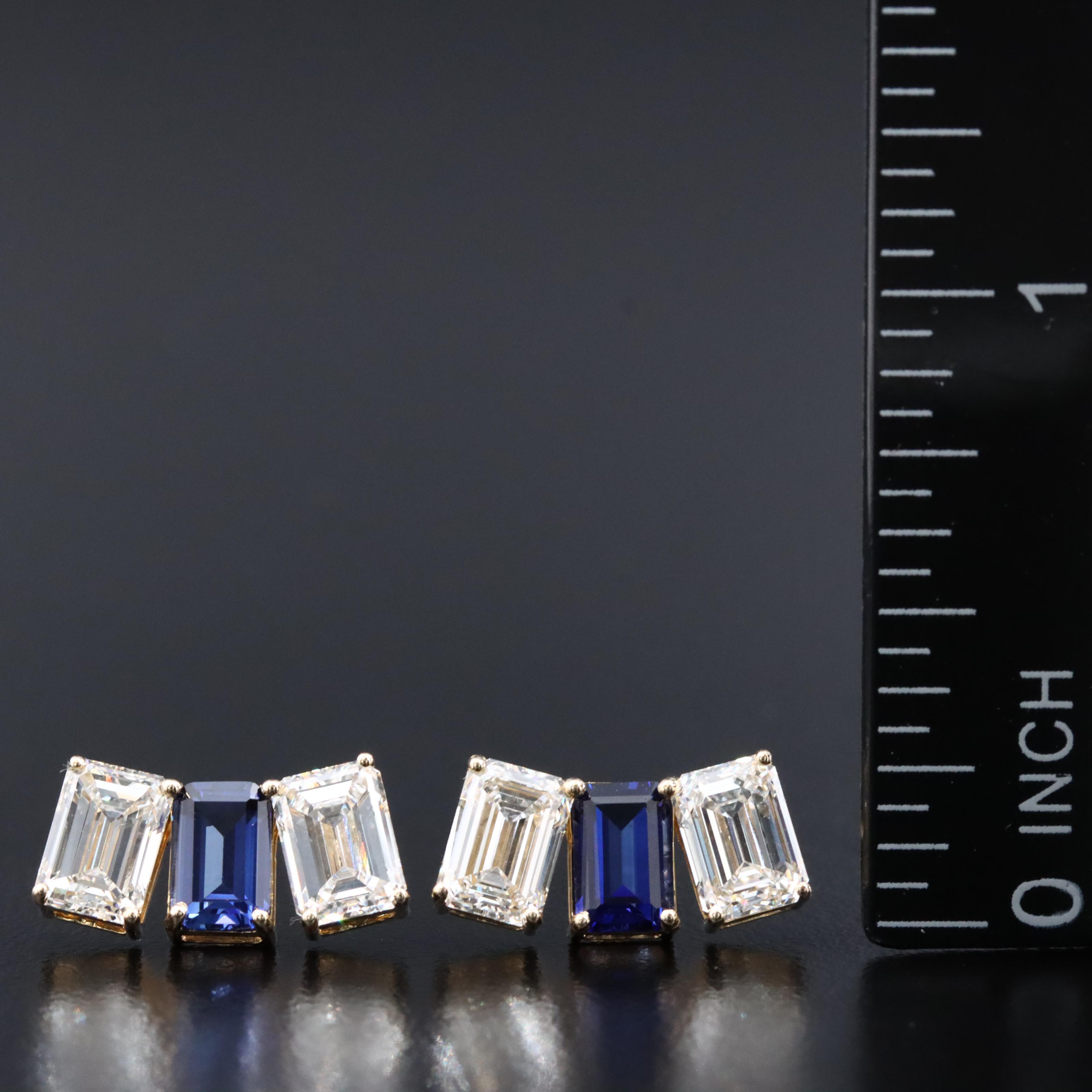 14K 1.32 CTW Sapphire and 3.35 CTW Lab Grown Diamond Earrings