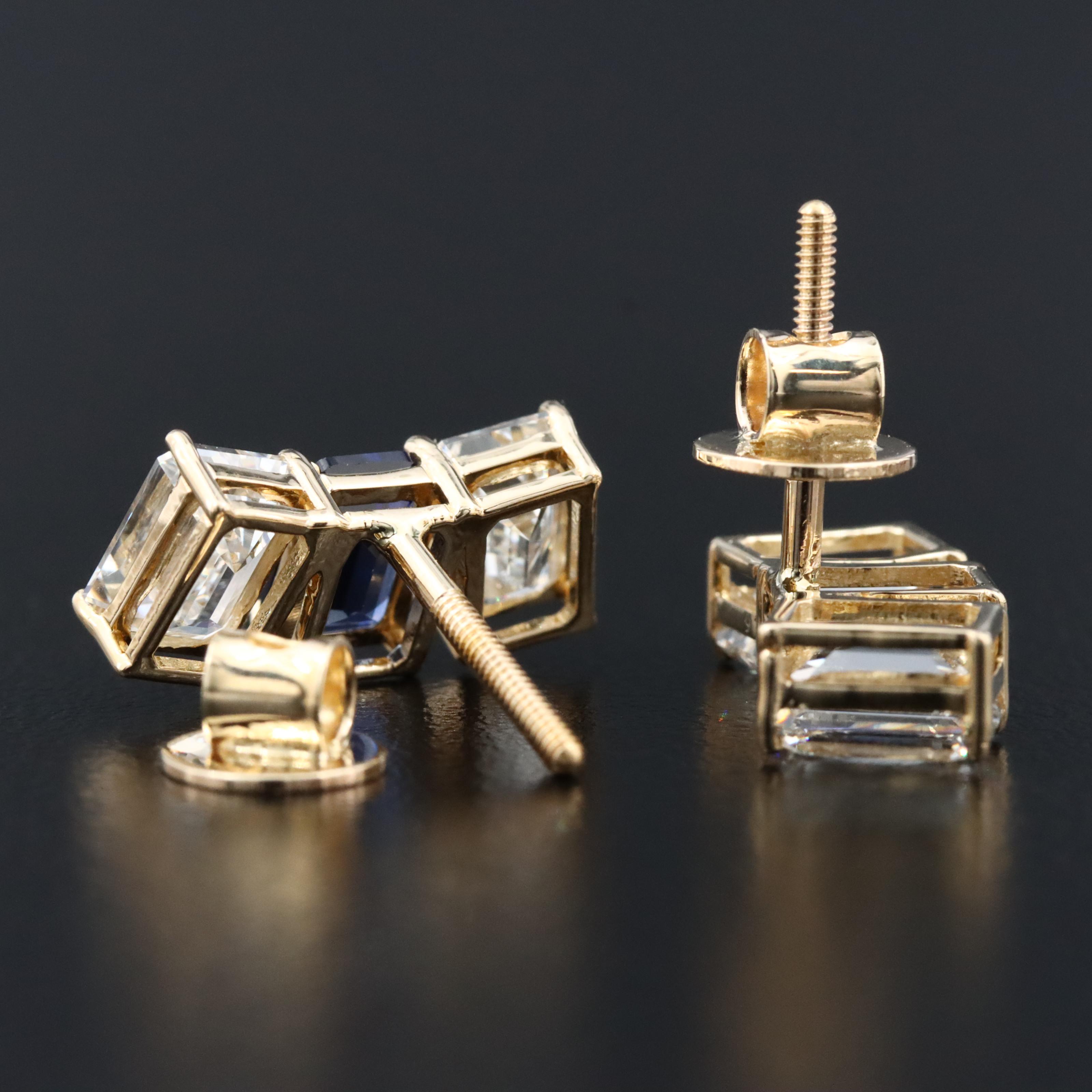 14K 1.32 CTW Sapphire and 3.35 CTW Lab Grown Diamond Earrings