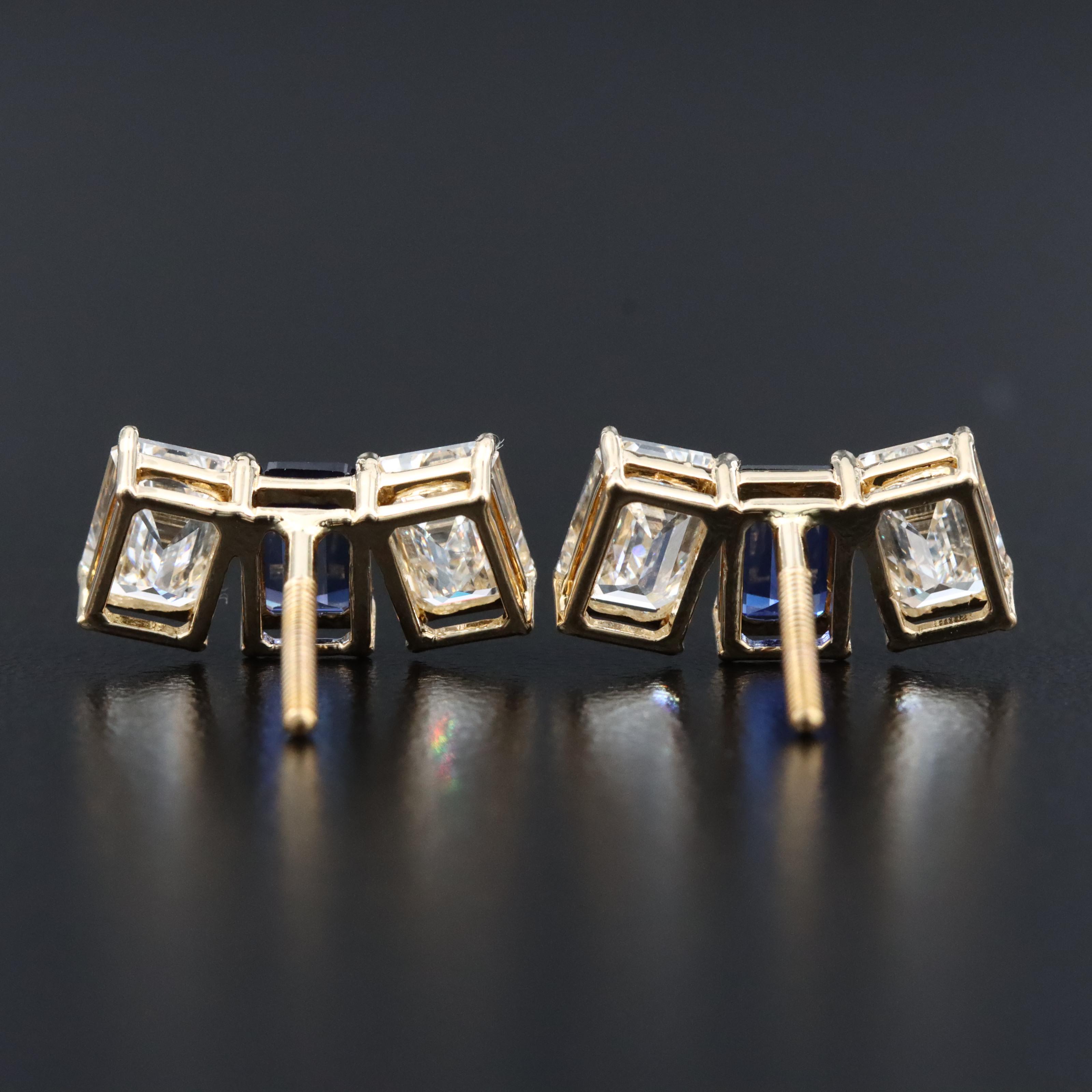 14K 1.32 CTW Sapphire and 3.35 CTW Lab Grown Diamond Earrings