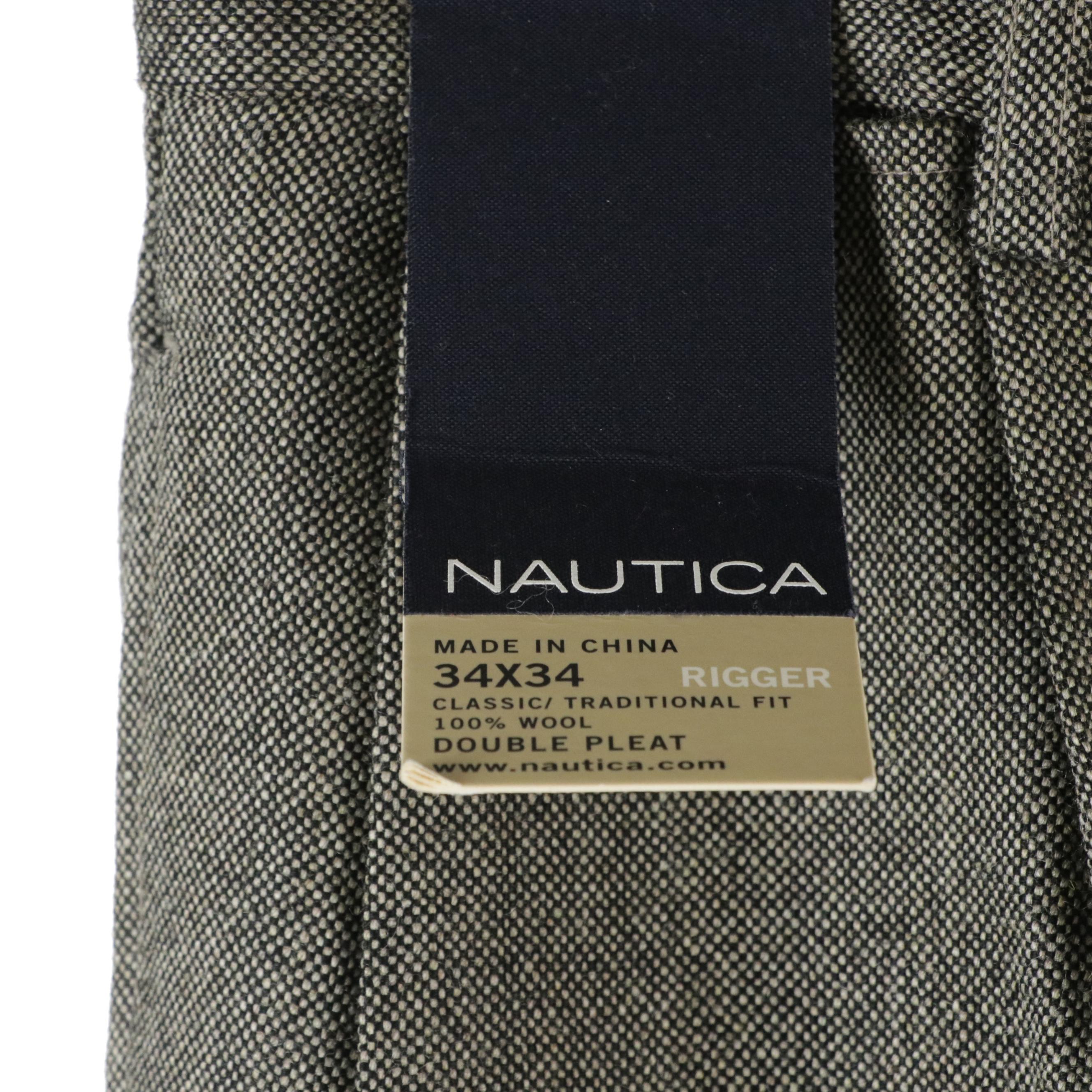 Men's Nautica Classic Fit and Other Wool Trousers, With Tag