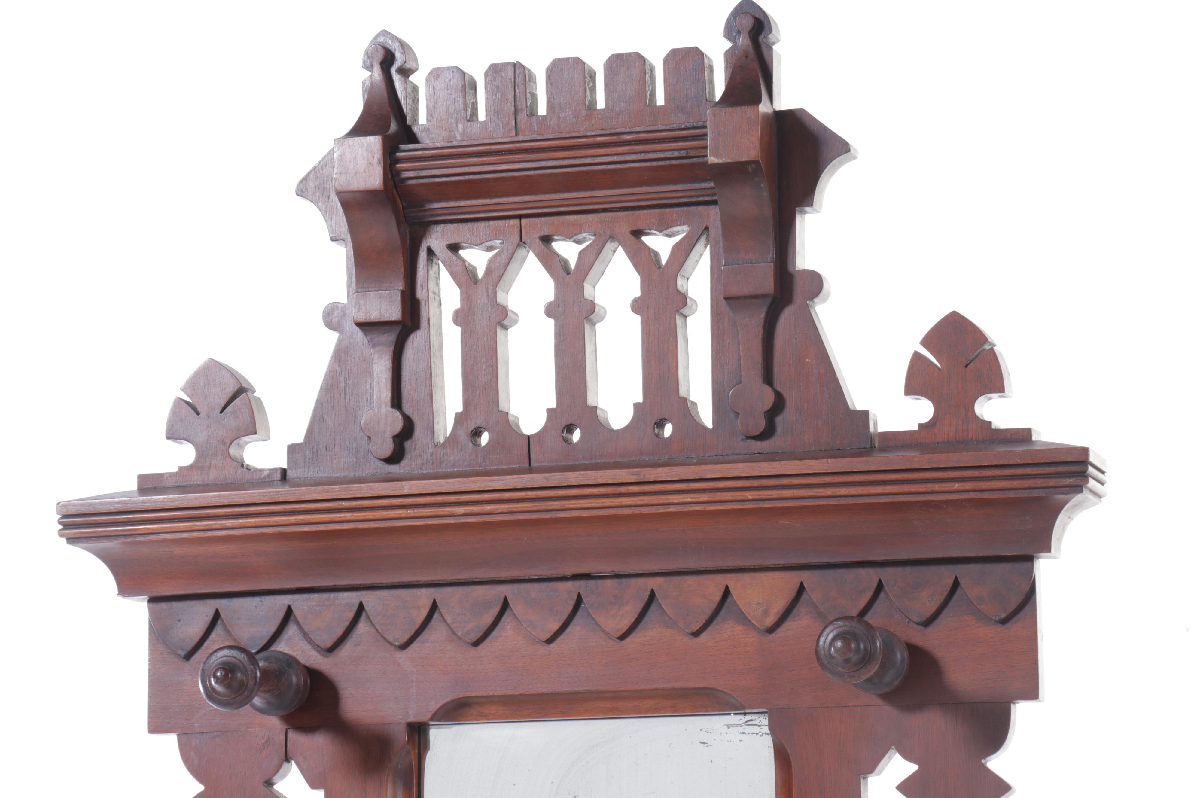 Victorian Eastlake Walnut Hall Tree, Late 19th/Early 20th Century