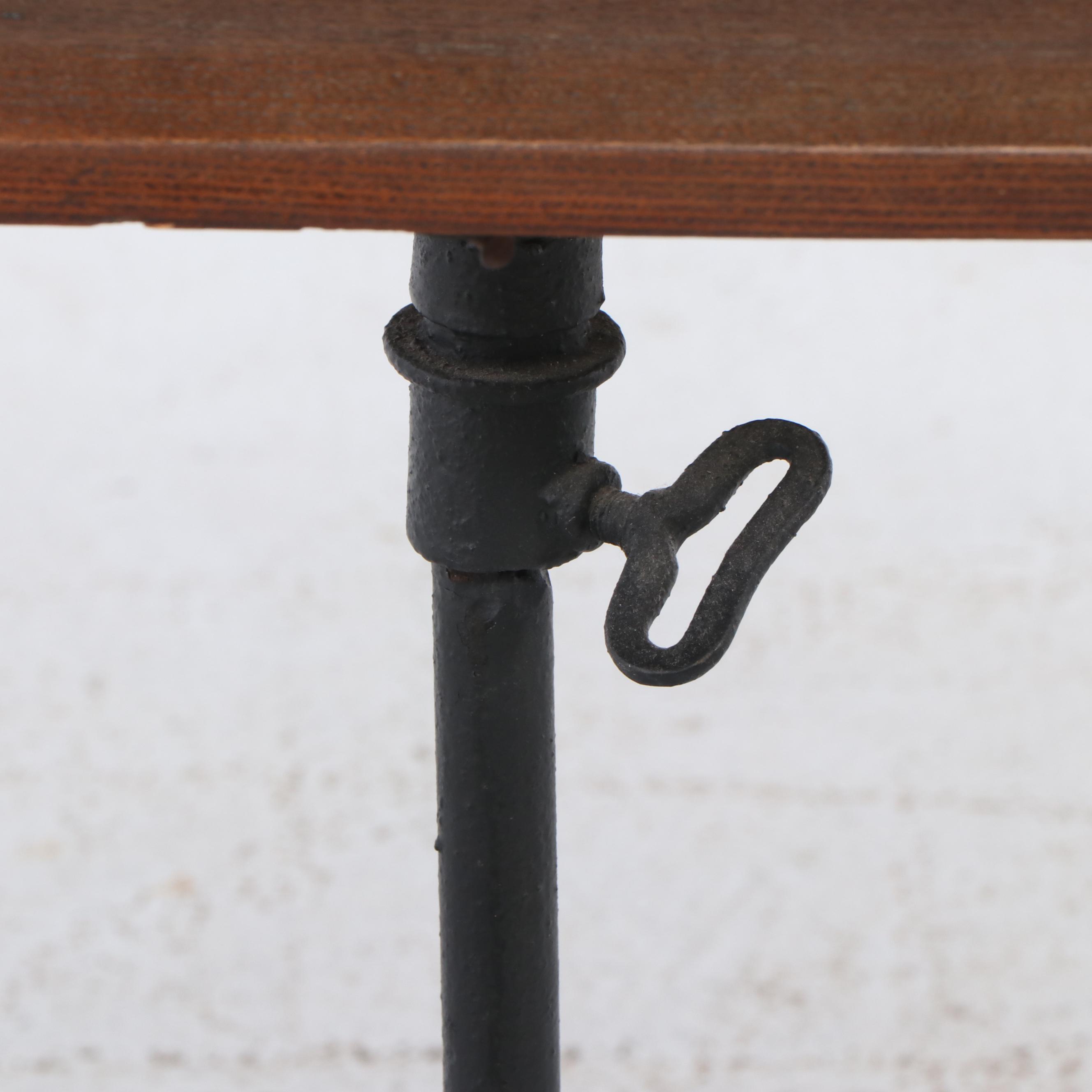 Oak and Cast Iron Adjustable Height Draftsman's Table, Early 20th Century