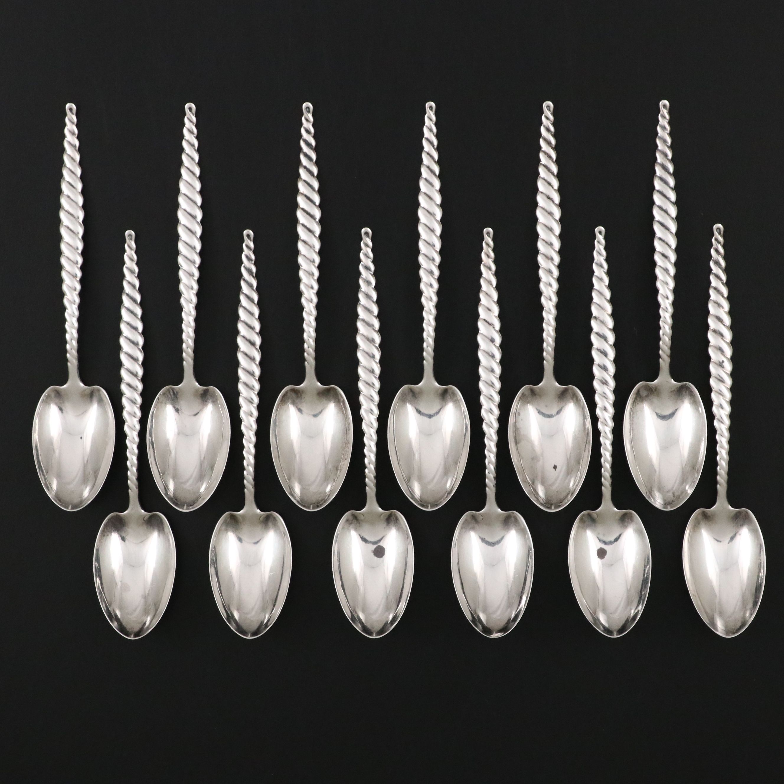Whiting "Oval Twist" Sterling Silver Demitasse Spoons