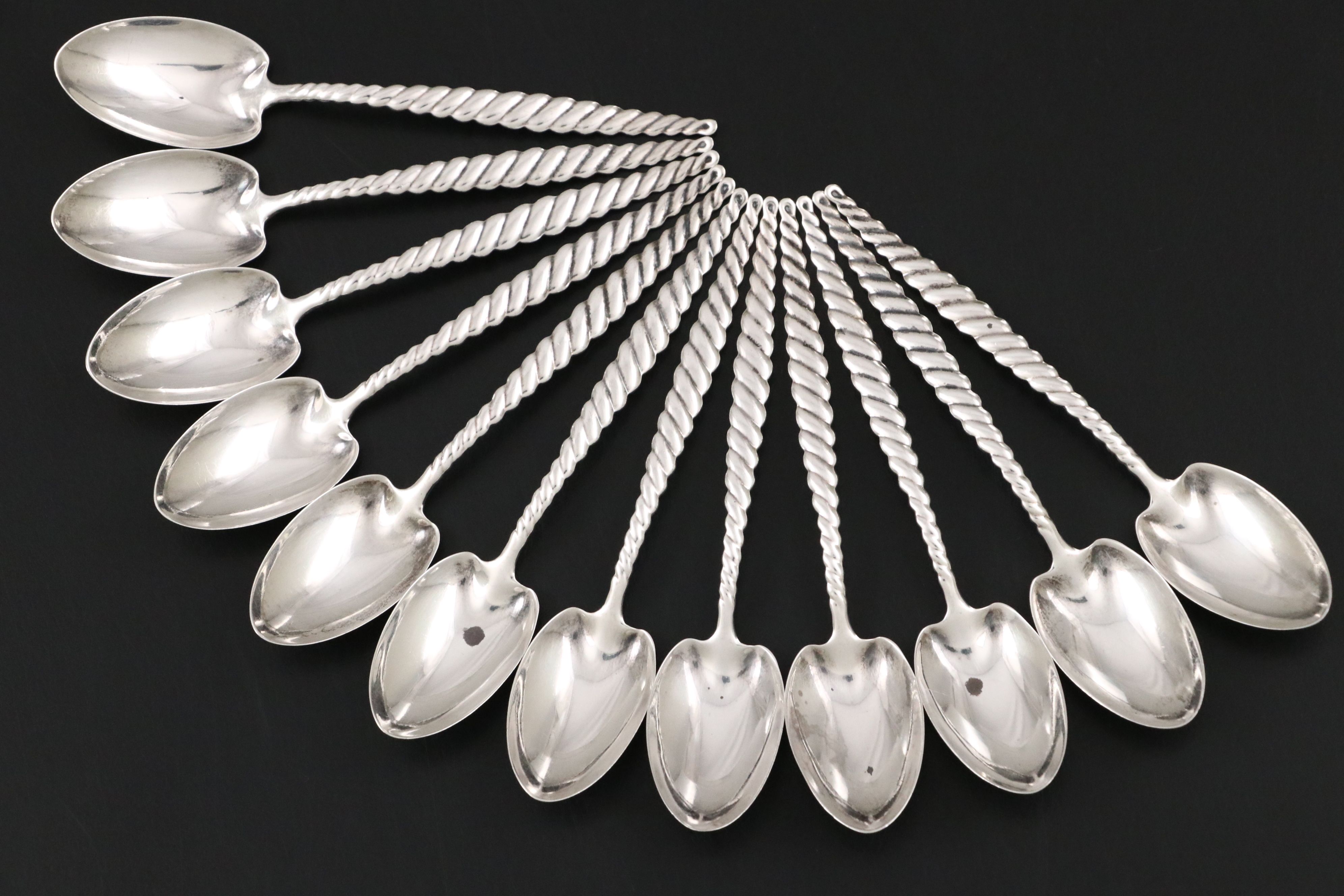 Whiting "Oval Twist" Sterling Silver Demitasse Spoons